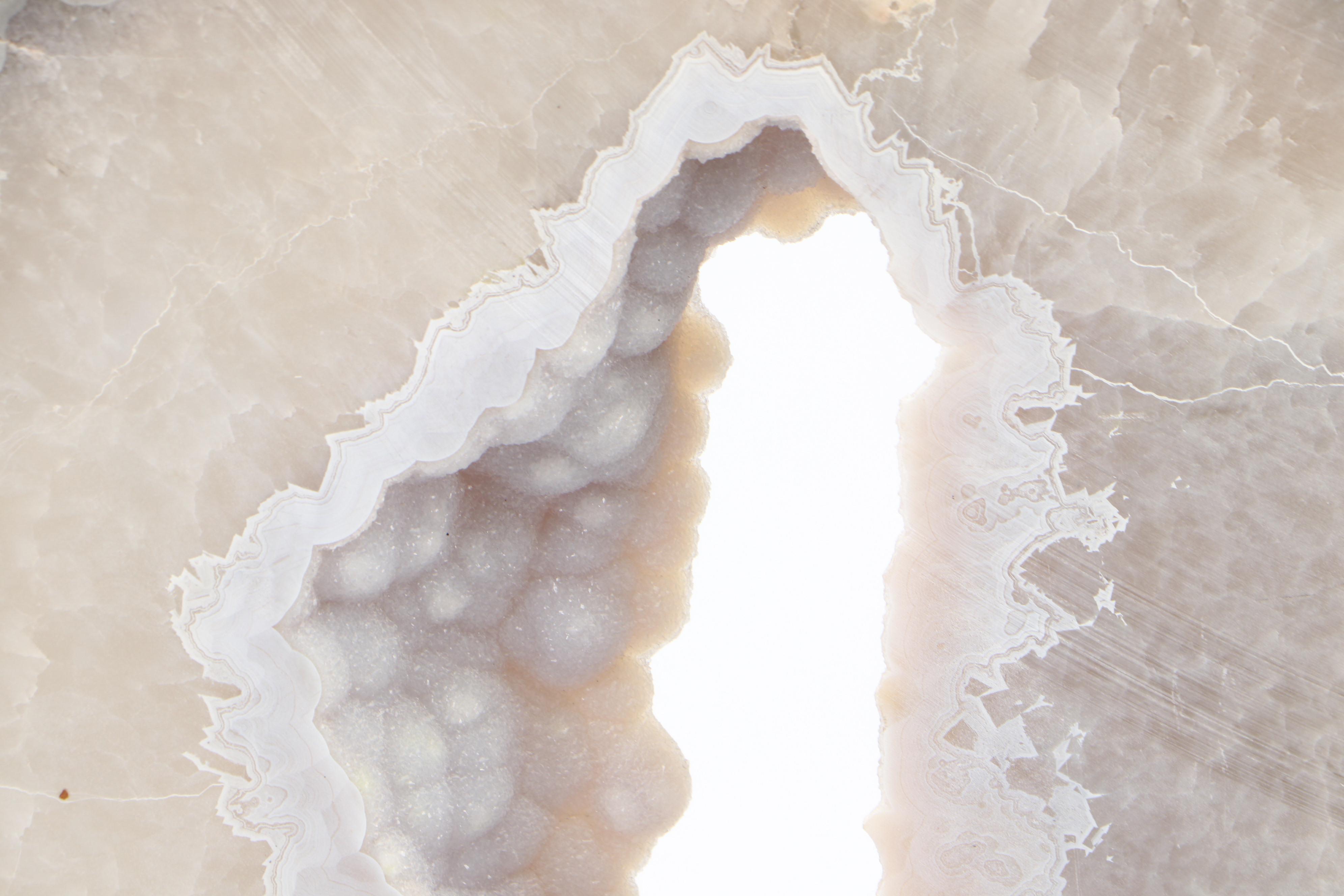 Geode Slab with Quartzite and Botryoidal Chalcedony with Stand