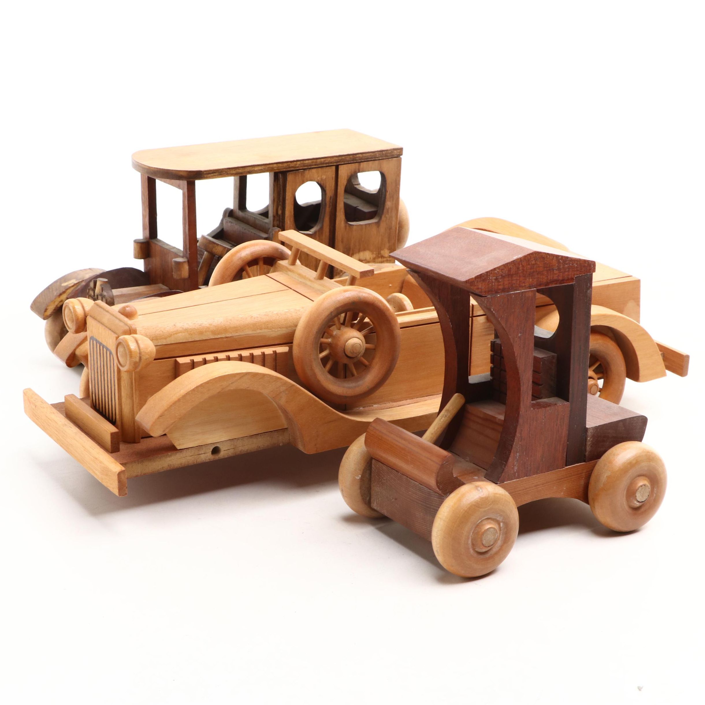Classic Car Wooden Art Collection Toy Vehicle with Other Hand-Carved Toy Cars