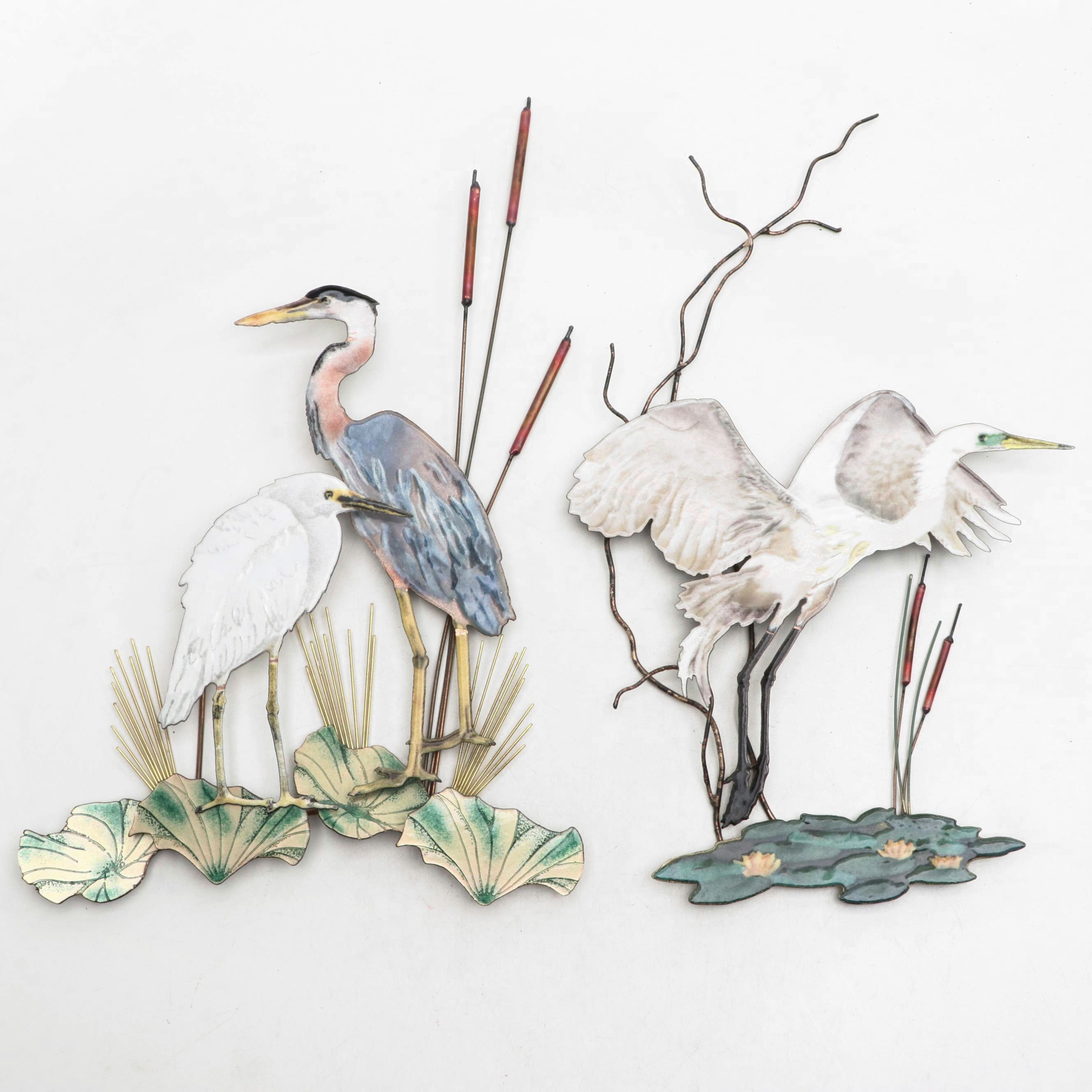 Bovano Enameled Metal Wall Bird Sculptures