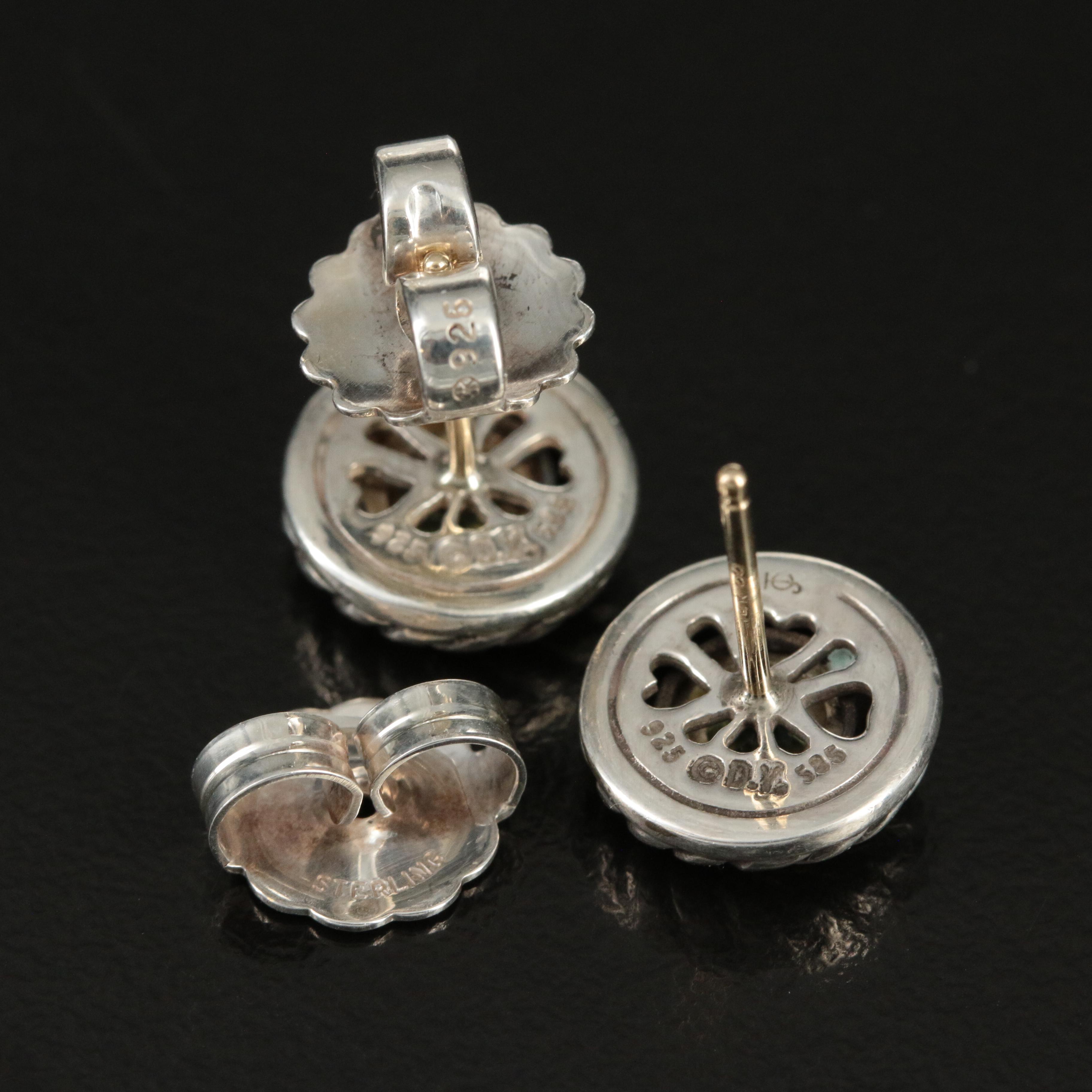 David Yurman "Cookie" Sterling  Peridot Necklace and Earrings with 14K Accents