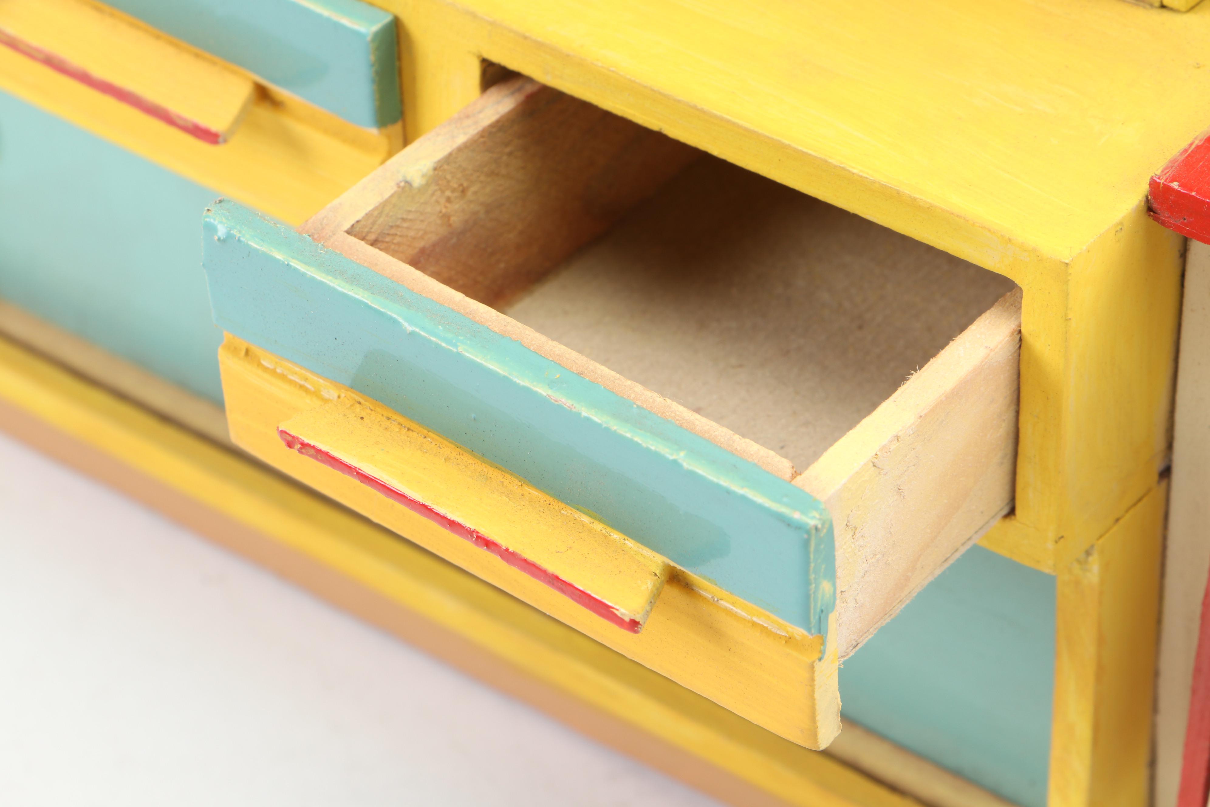 Handmade Hand-Painted Wood Toy Kitchen with More Kitchen Accessories