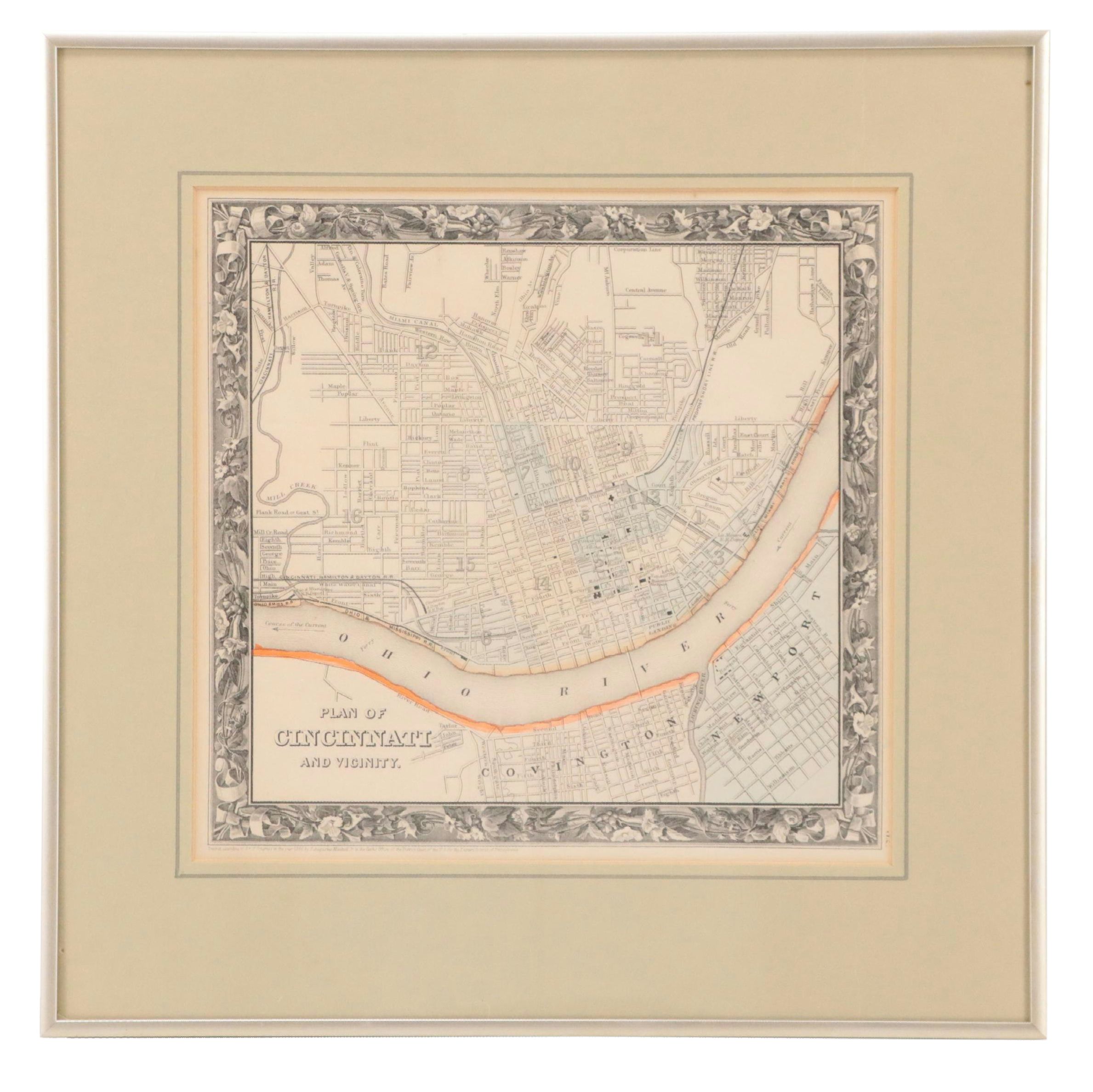 Lithograph Map "Plan of Cincinnati and Vicinity," 1860