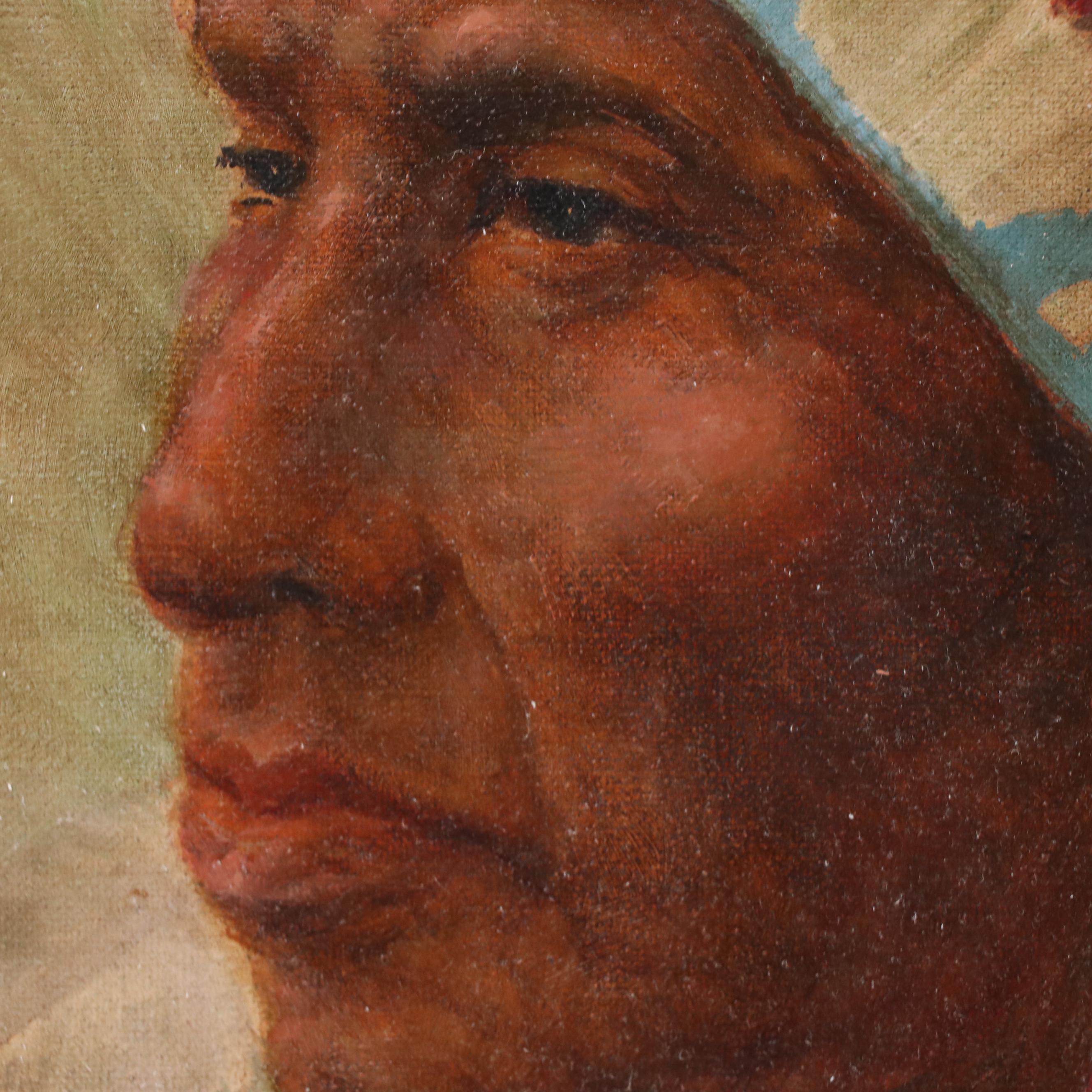 Victorio Rivera Oil Painting Portrait of Native American Man