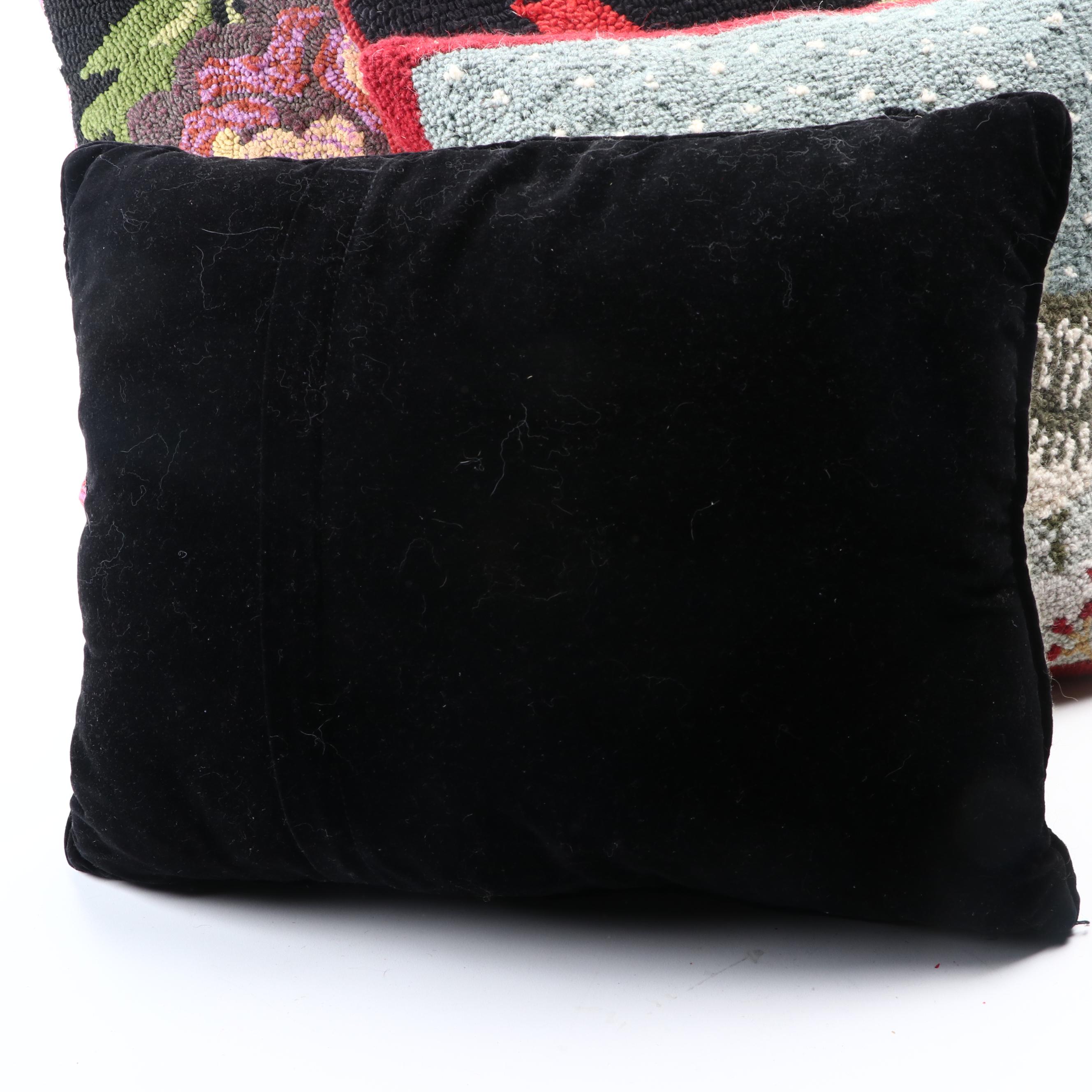 Plow & Hearth and Other Hooked Wool Nature Motif Throw Pillows