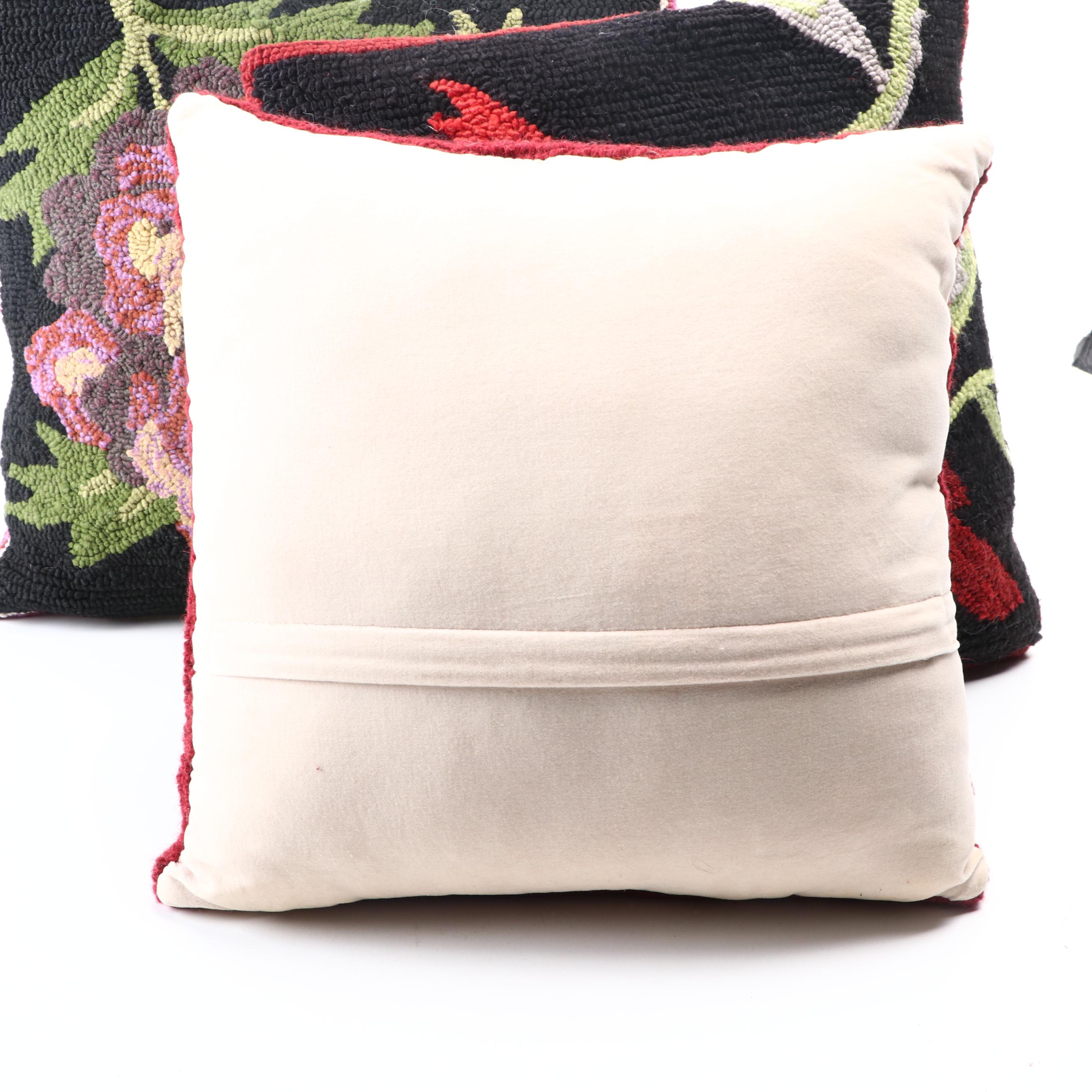 Plow & Hearth and Other Hooked Wool Nature Motif Throw Pillows