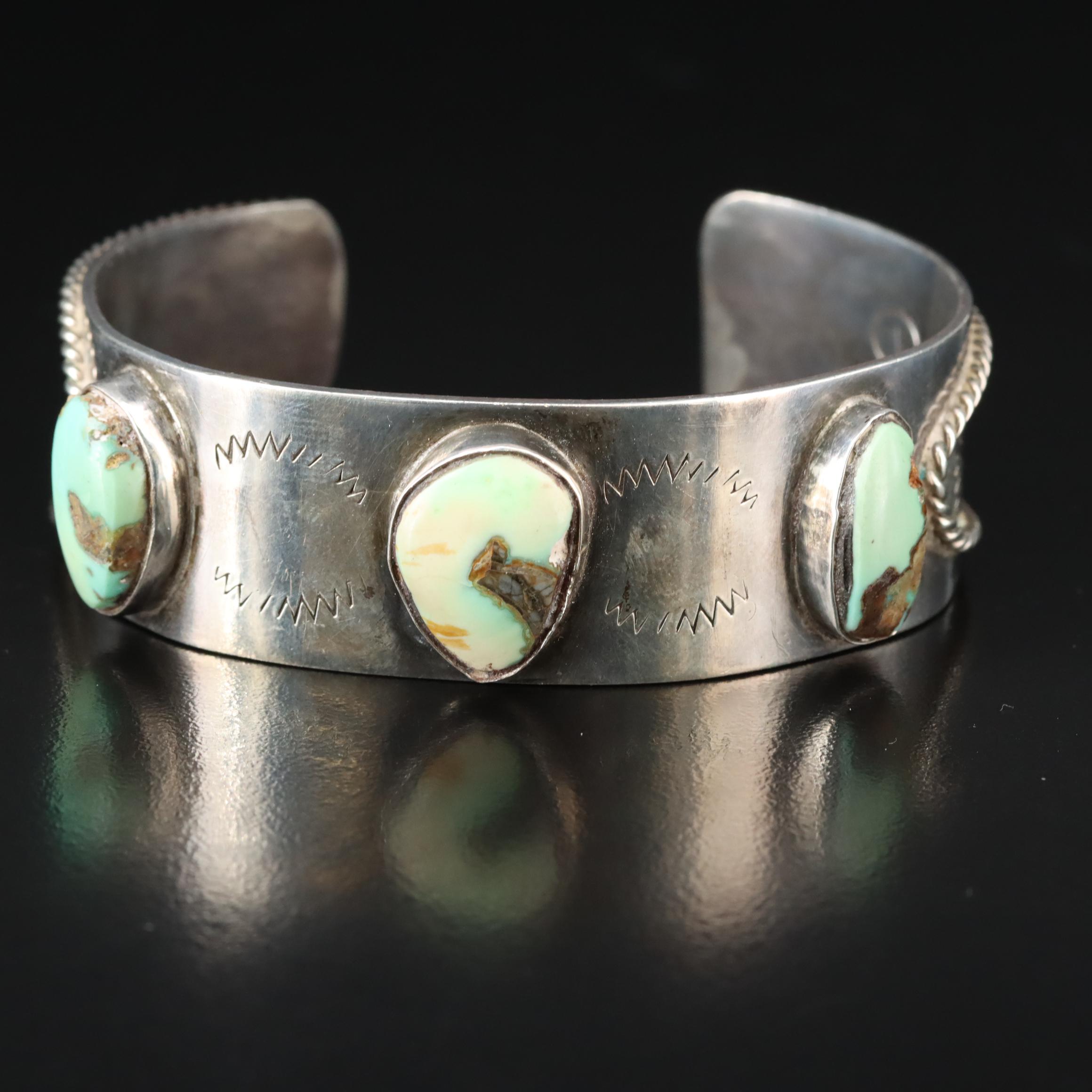 Signed Sterling Turquoise Cuff