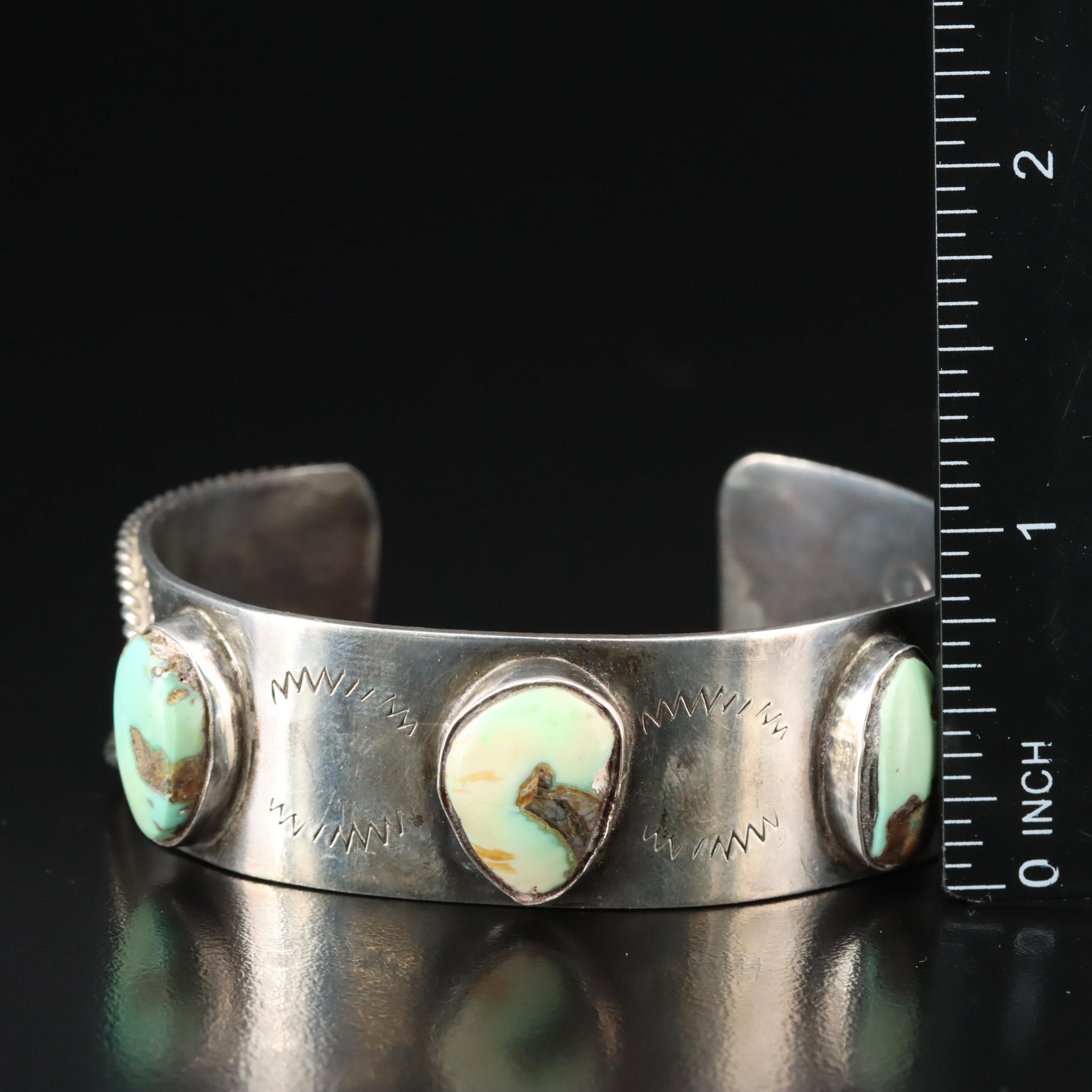 Signed Sterling Turquoise Cuff