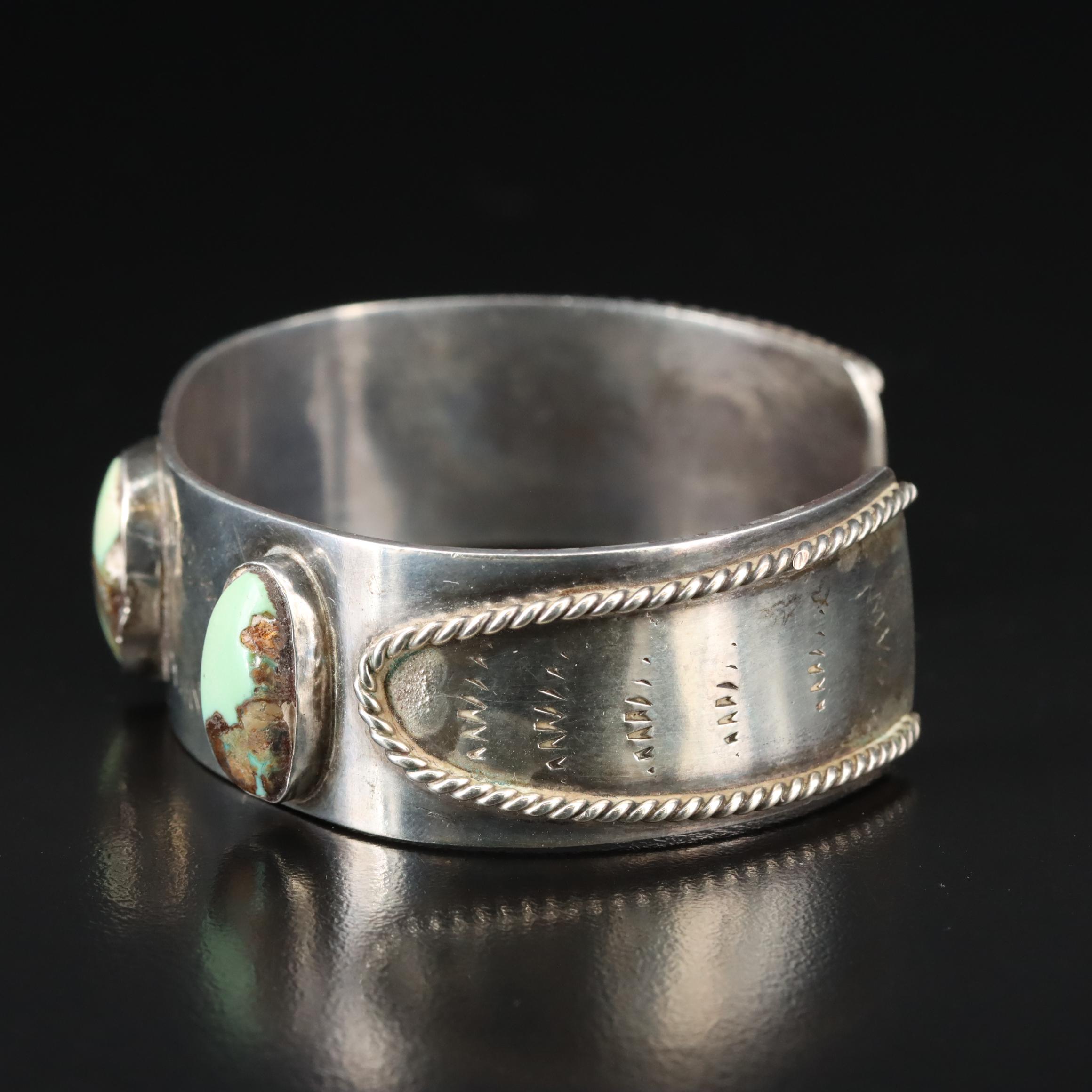 Signed Sterling Turquoise Cuff