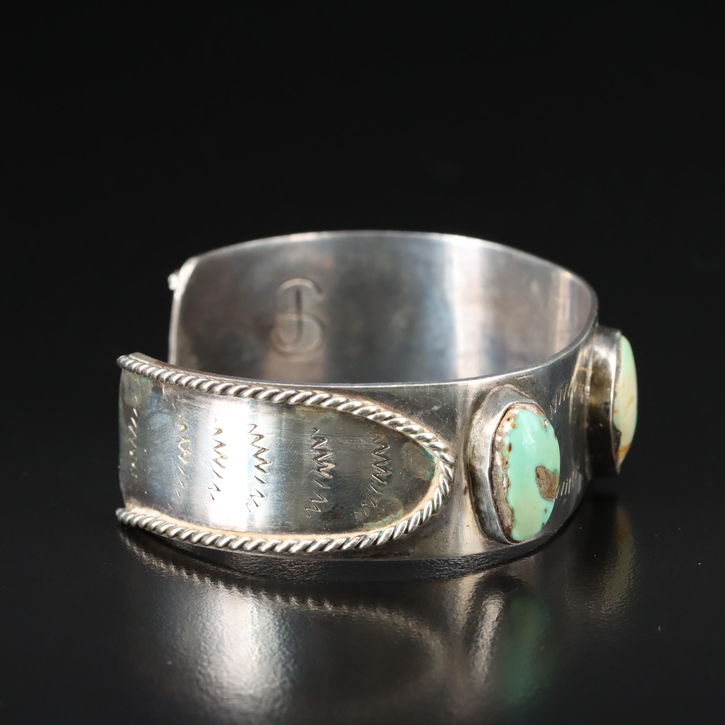 Signed Sterling Turquoise Cuff