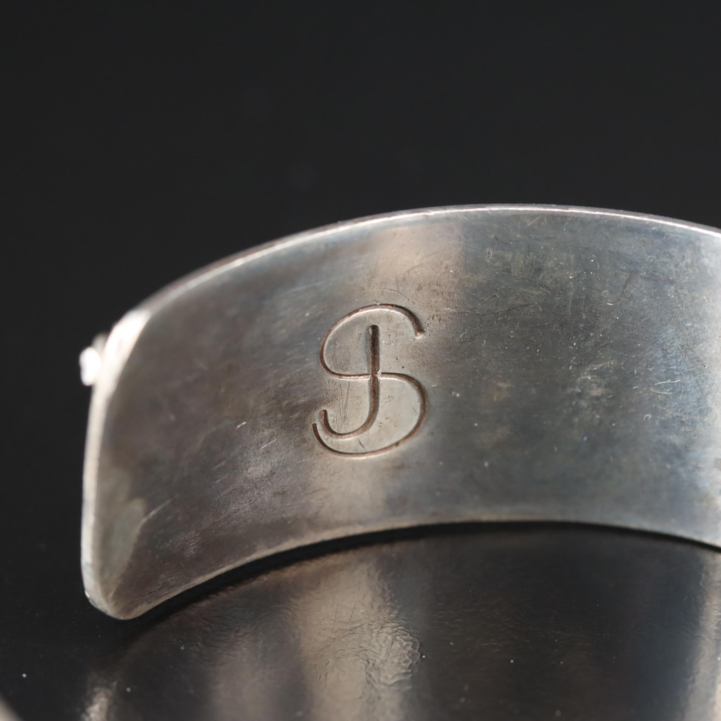 Signed Sterling Turquoise Cuff