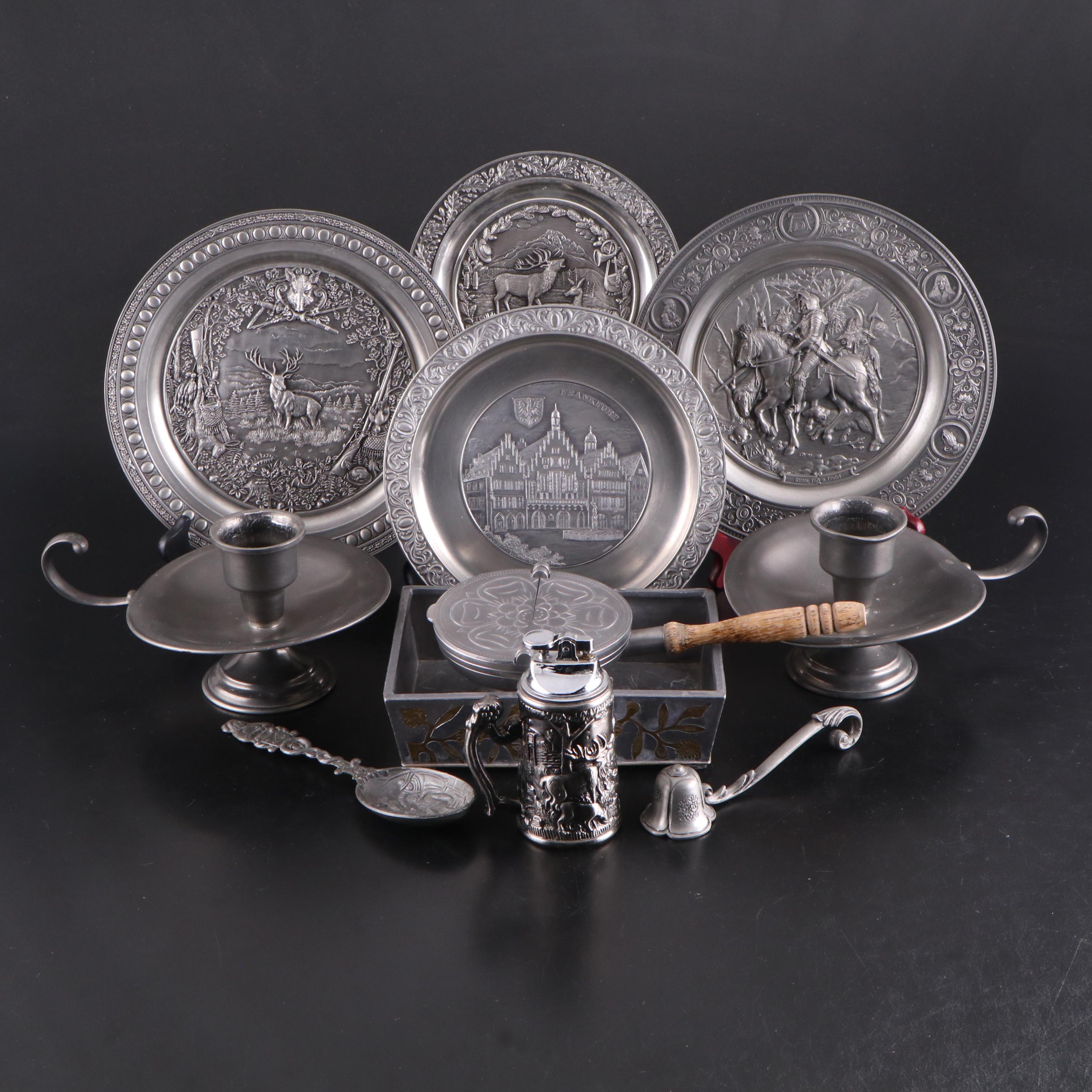 WMF Pewter Decorative Plates with Other Tableware and Accessories, 20th Century