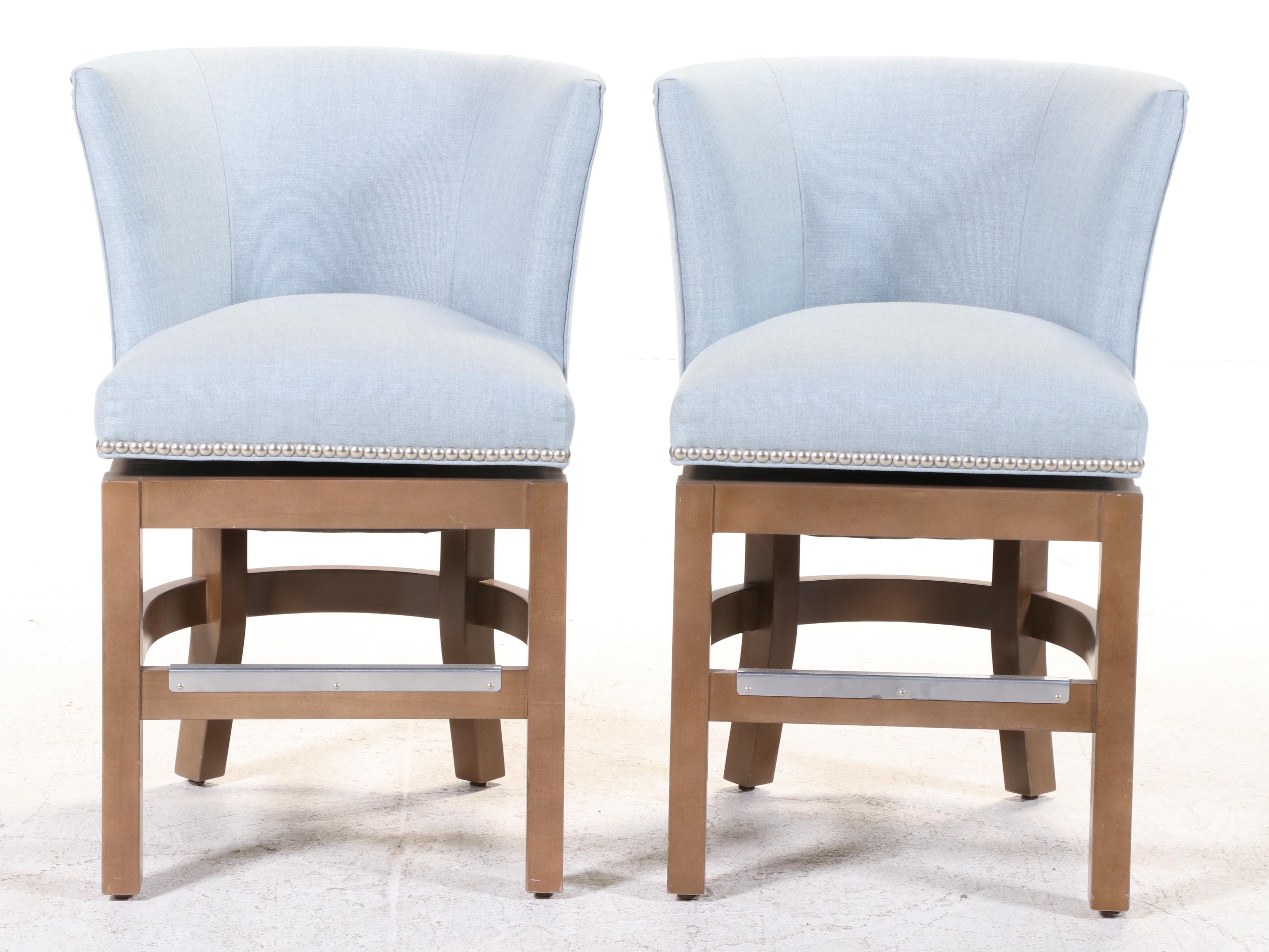 Pair of Ballard  Designs Barrel Back Swivel Stools