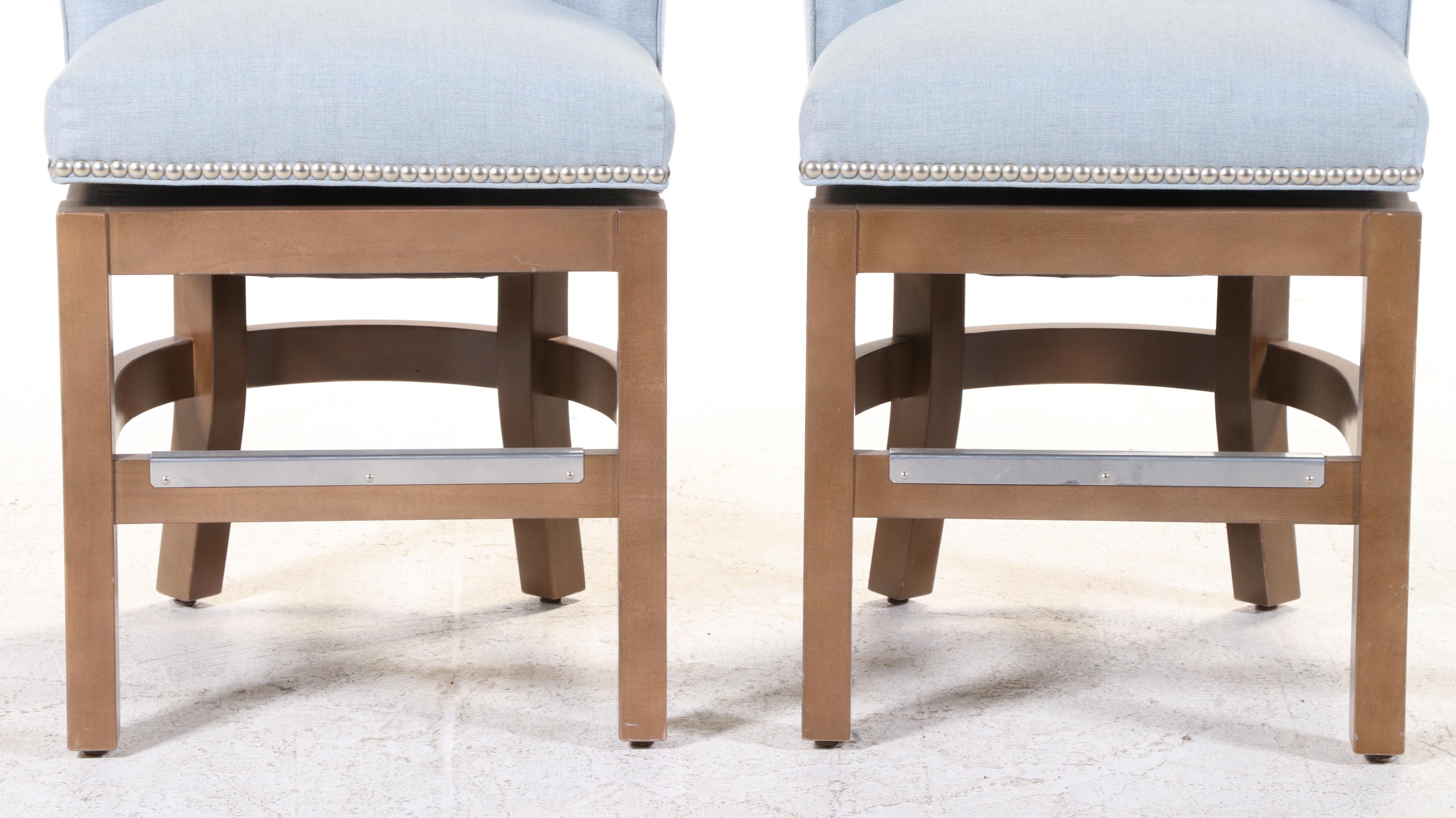 Pair of Ballard  Designs Barrel Back Swivel Stools