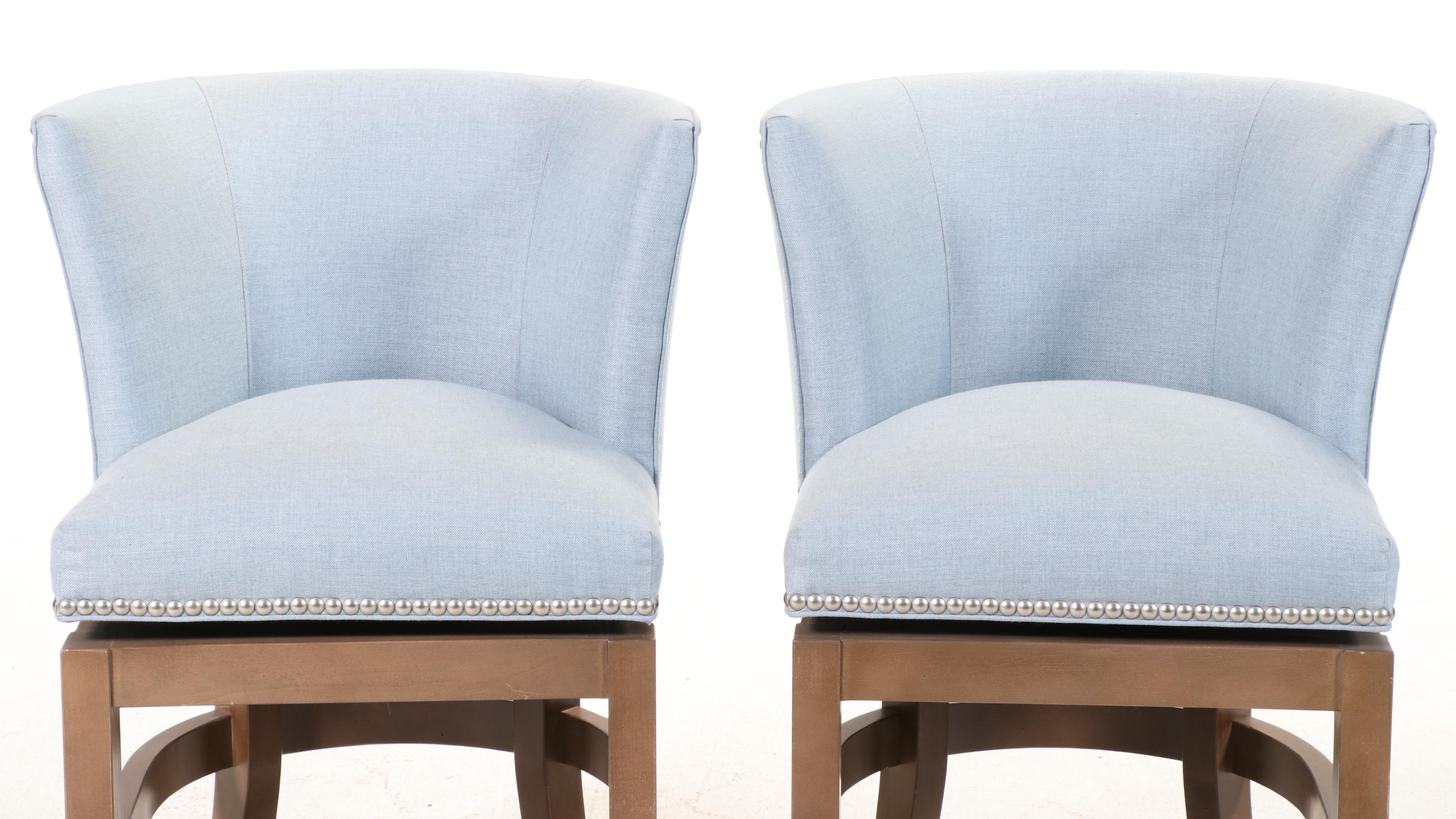 Pair of Ballard  Designs Barrel Back Swivel Stools
