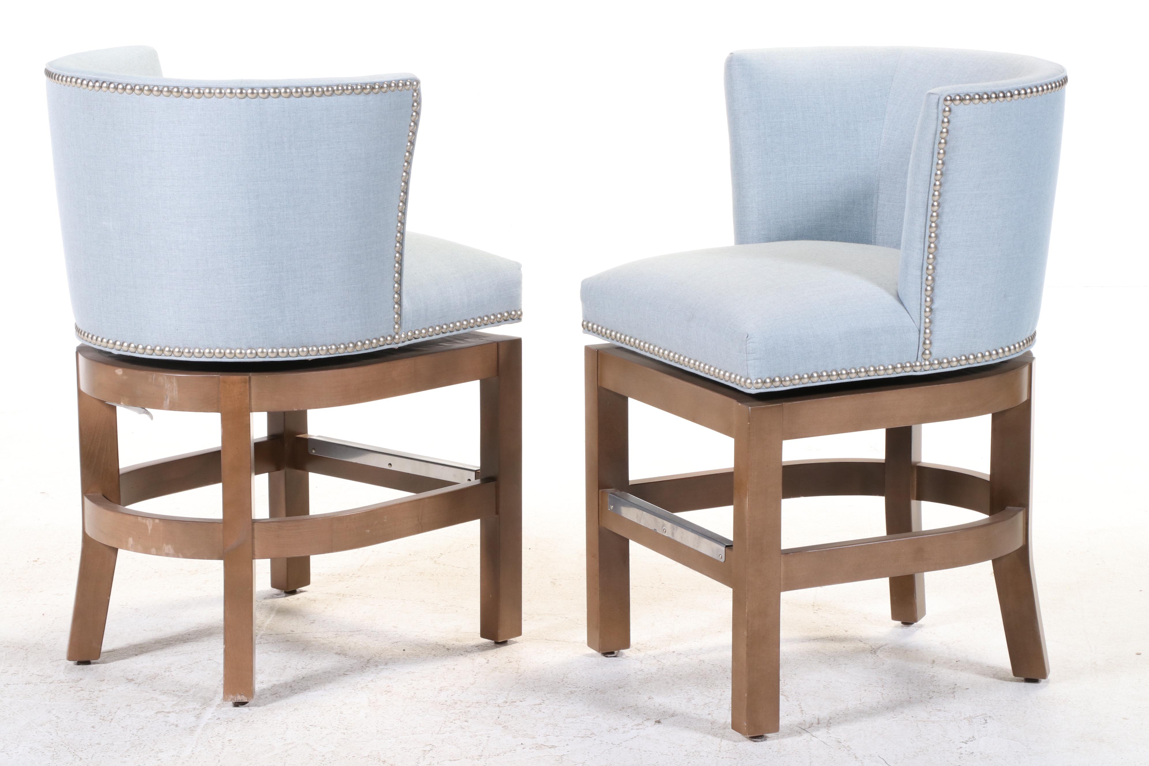 Pair of Ballard  Designs Barrel Back Swivel Stools