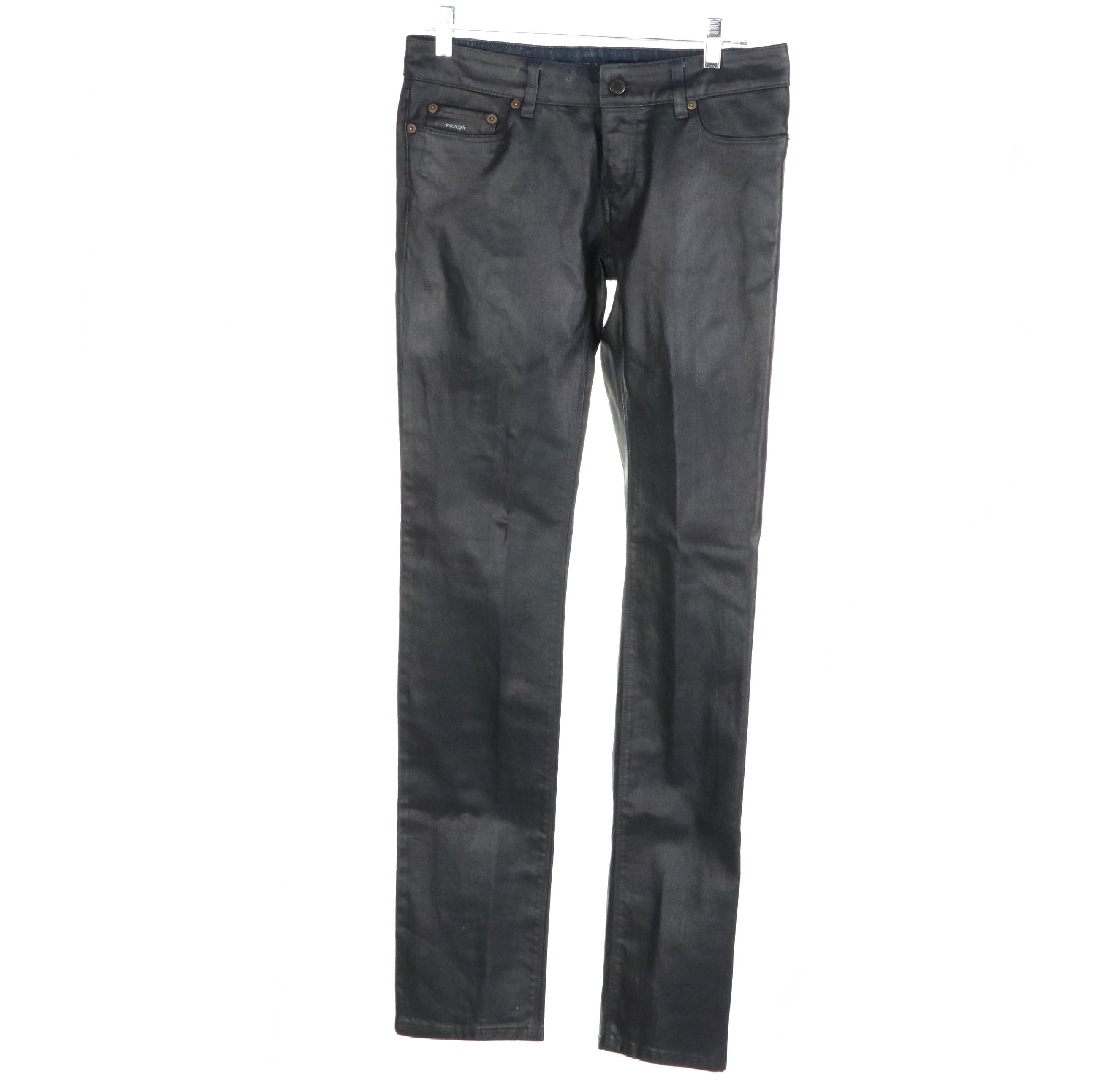 Prada Five-Pocket Jeans in Light Oiled Sheen Cotton Blend