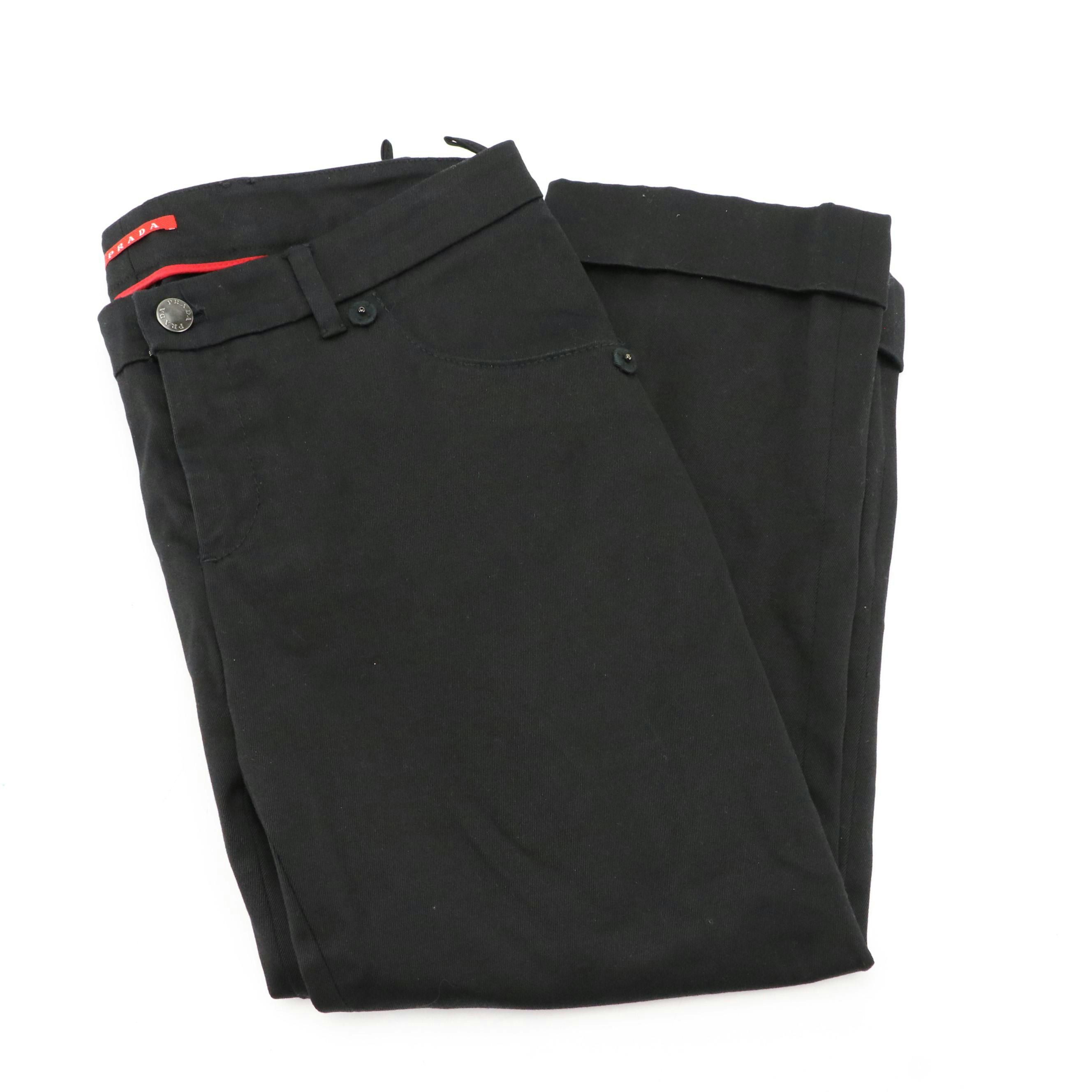 Prada Black Cropped Jeans with Cuffed Hem