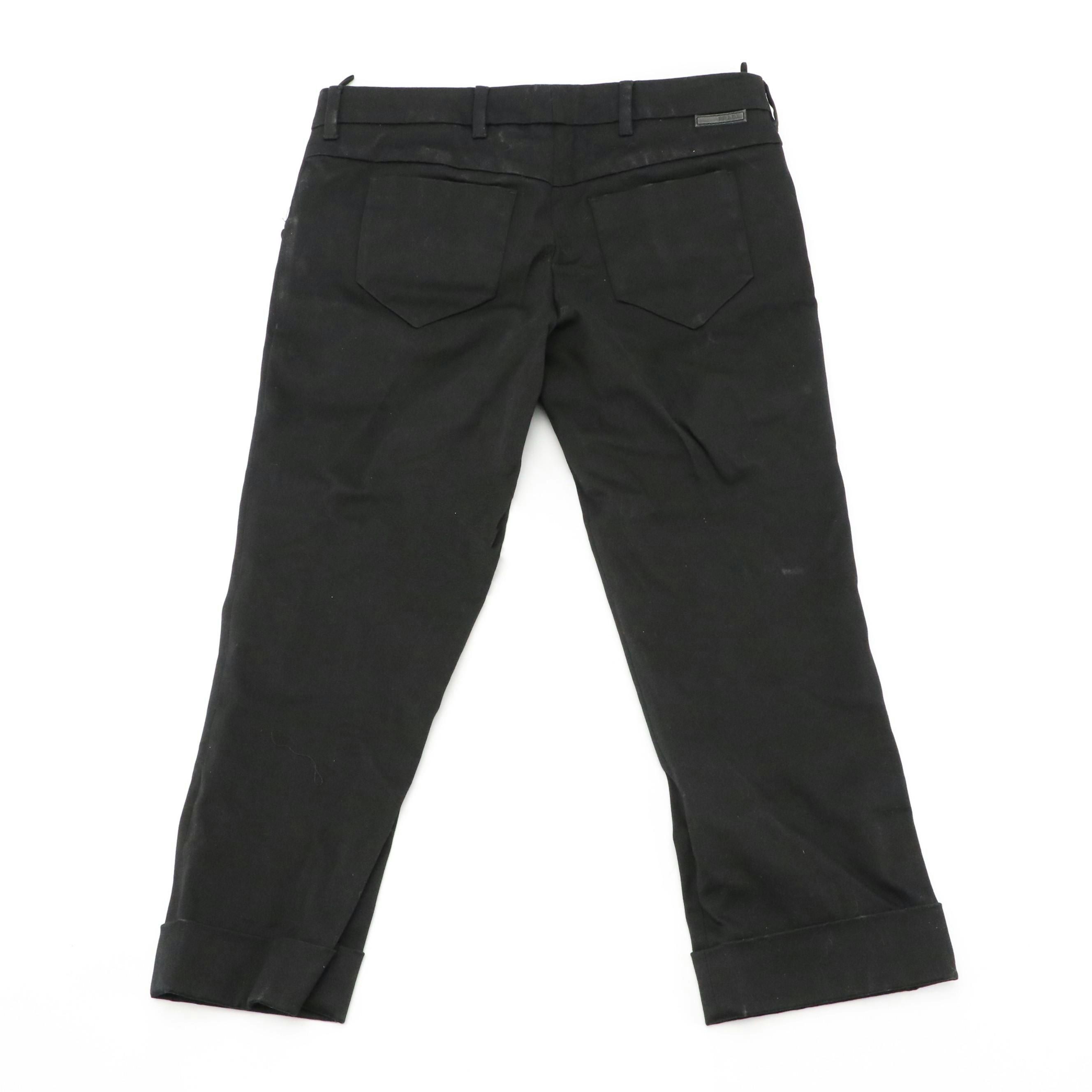 Prada Black Cropped Jeans with Cuffed Hem