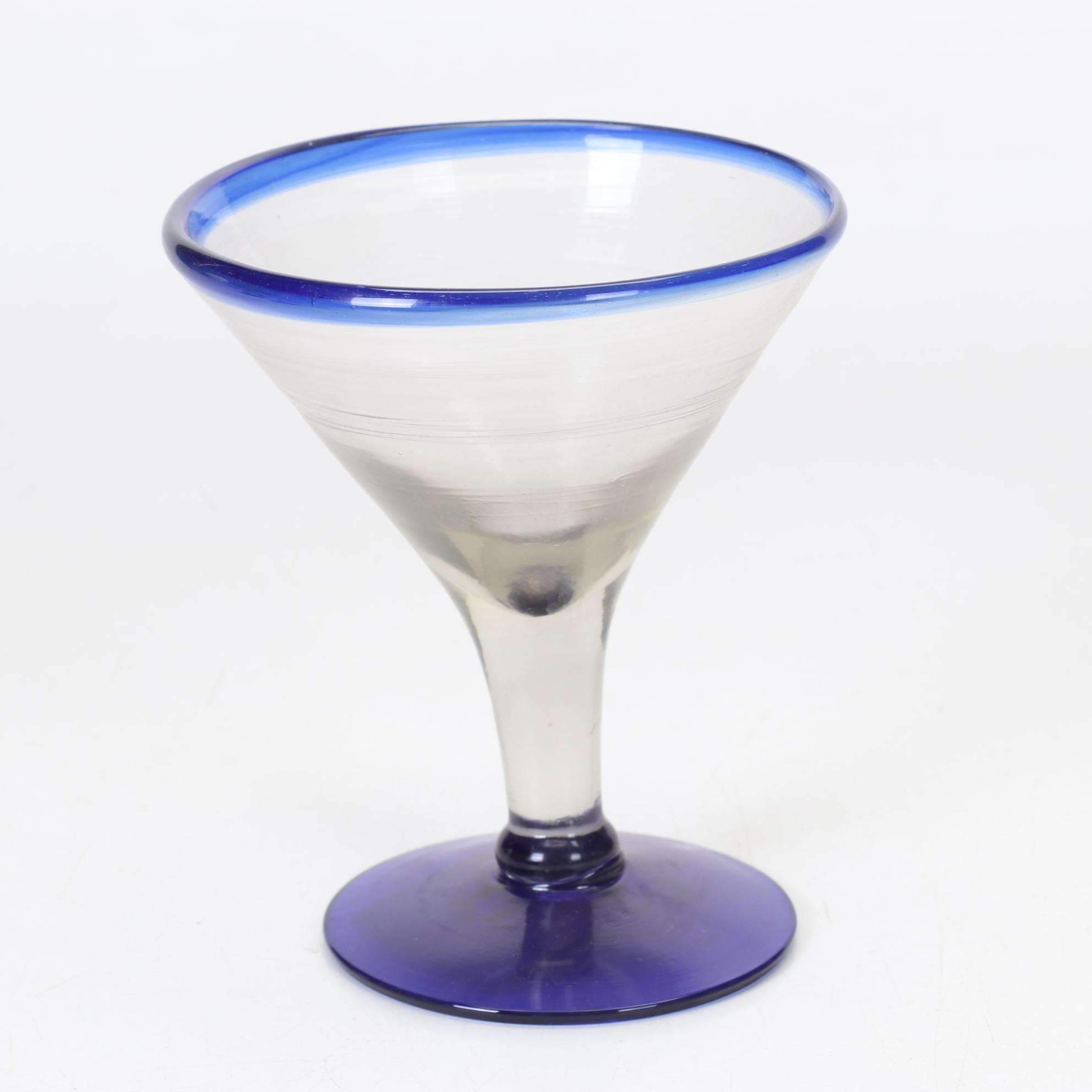 Mexican Hand Blown Glass Drink Set With Two Art Glass Stems