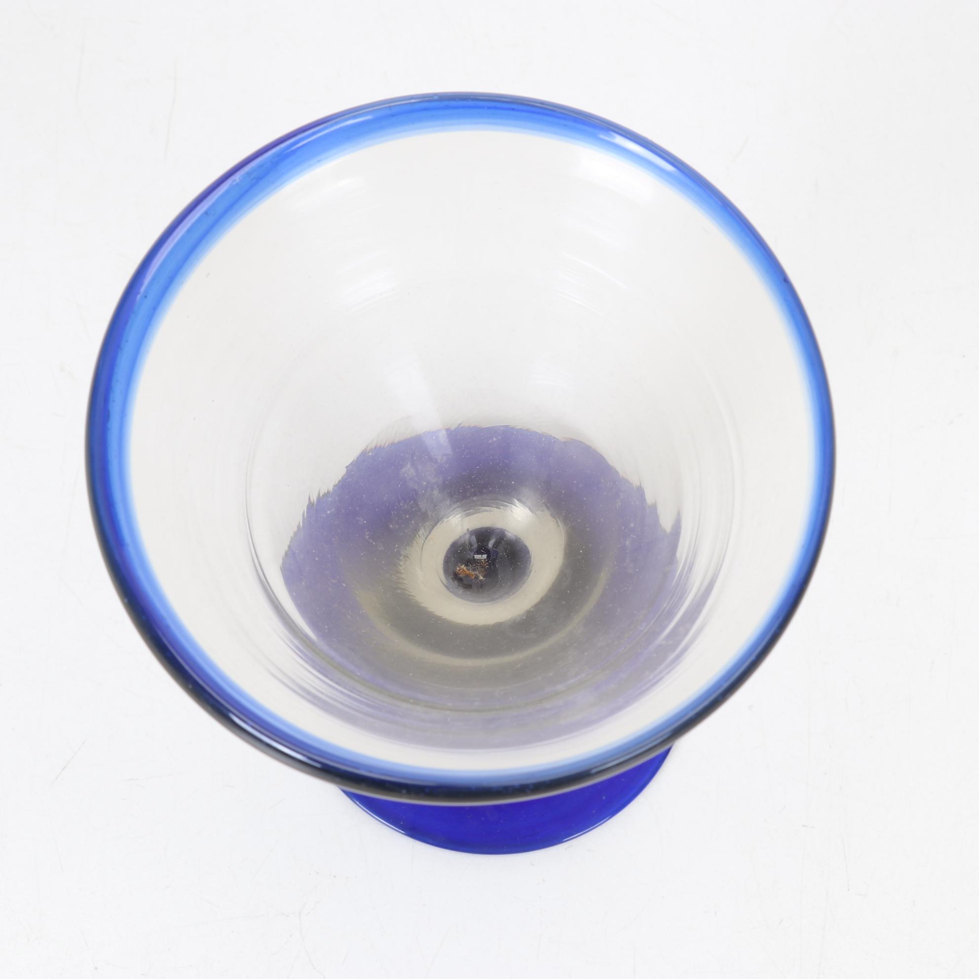 Mexican Hand Blown Glass Drink Set With Two Art Glass Stems