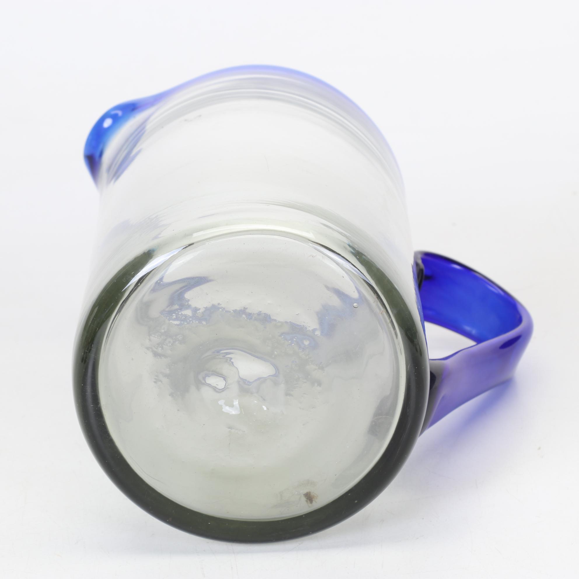 Mexican Hand Blown Glass Drink Set With Two Art Glass Stems