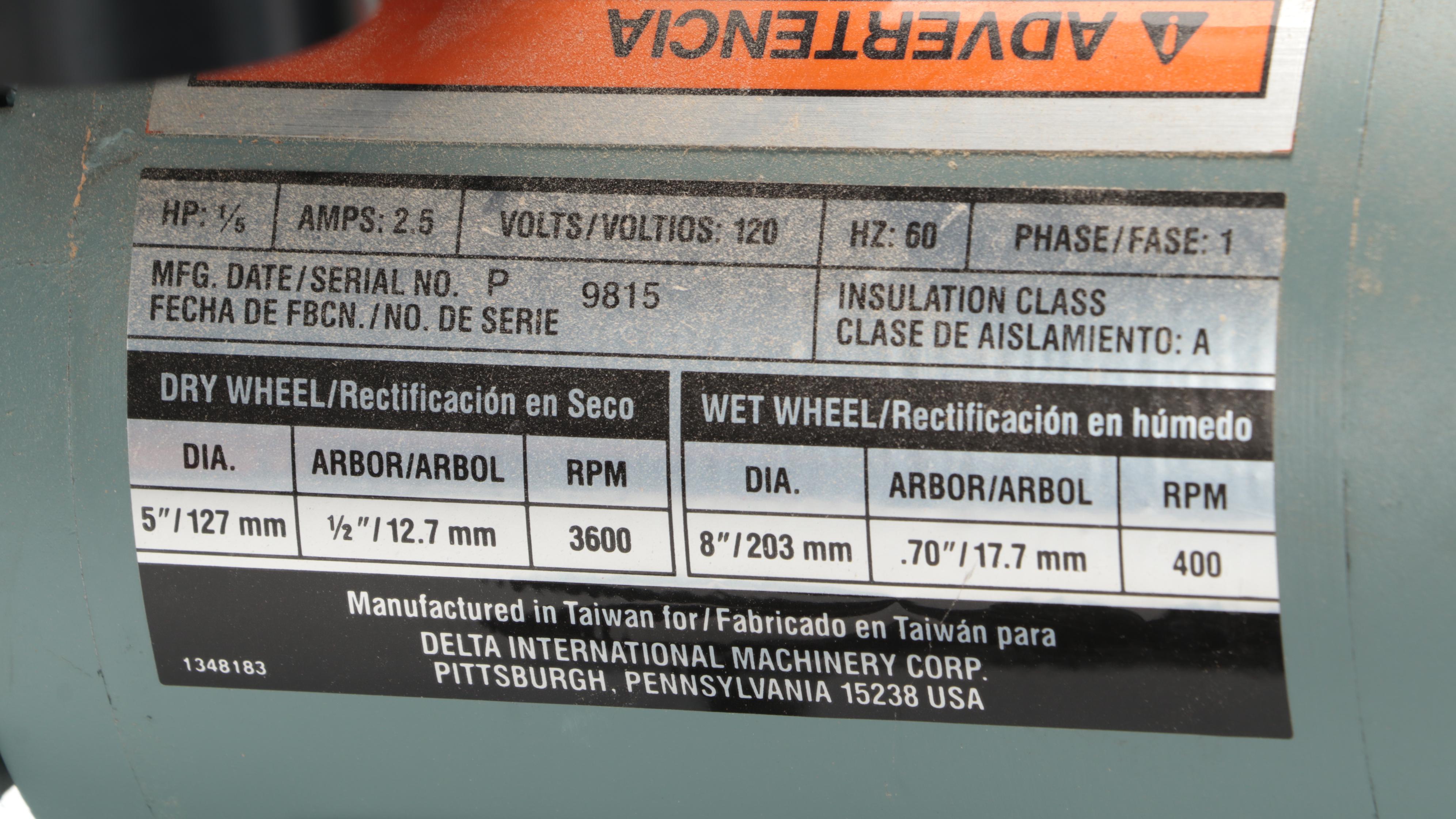 Craftsman 1/3 HP Dual Head Bench Grinder With Delta Sharpener, Late 20th Century