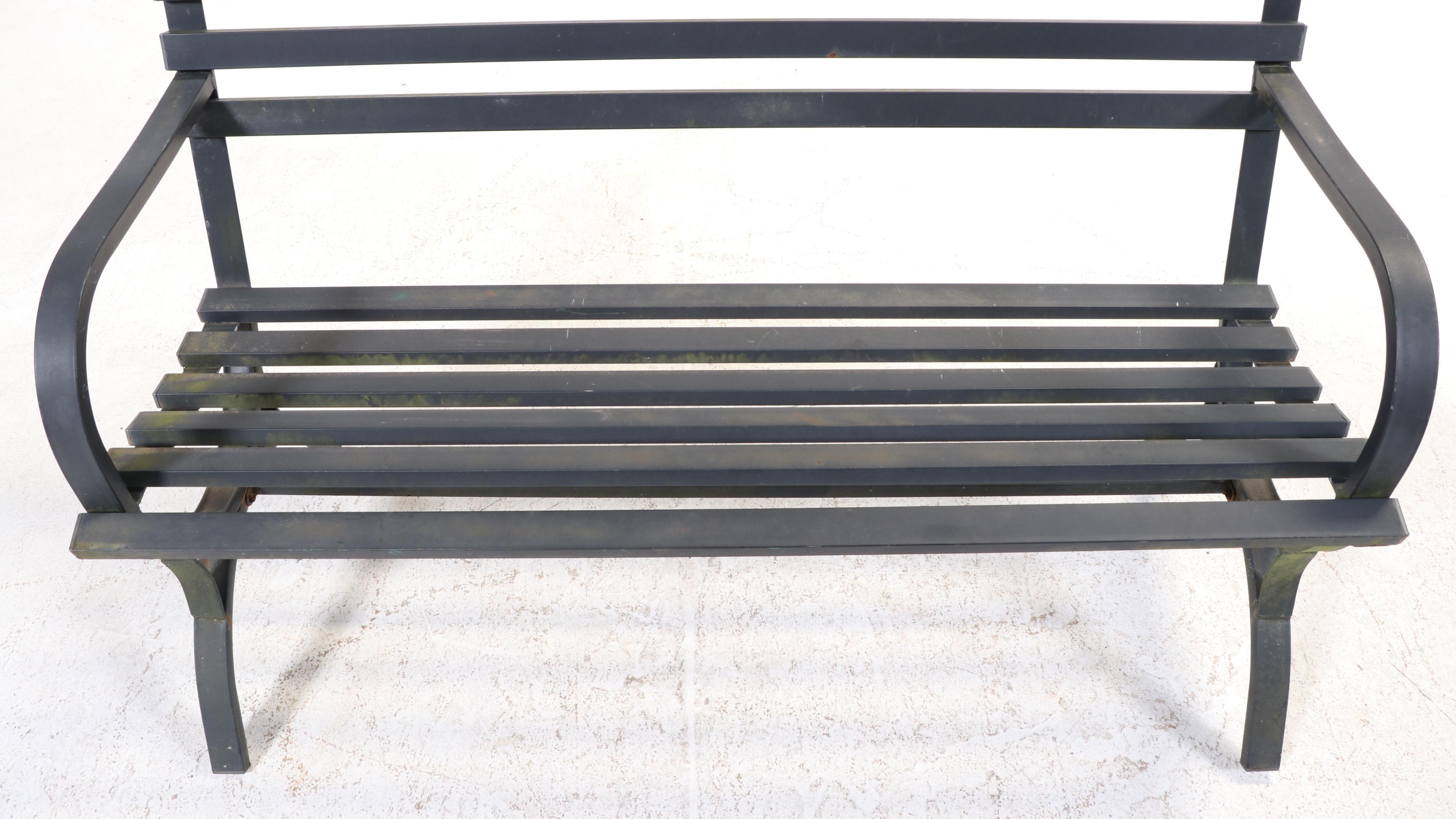 Slatted and Powder-Coated Metal Garden Bench