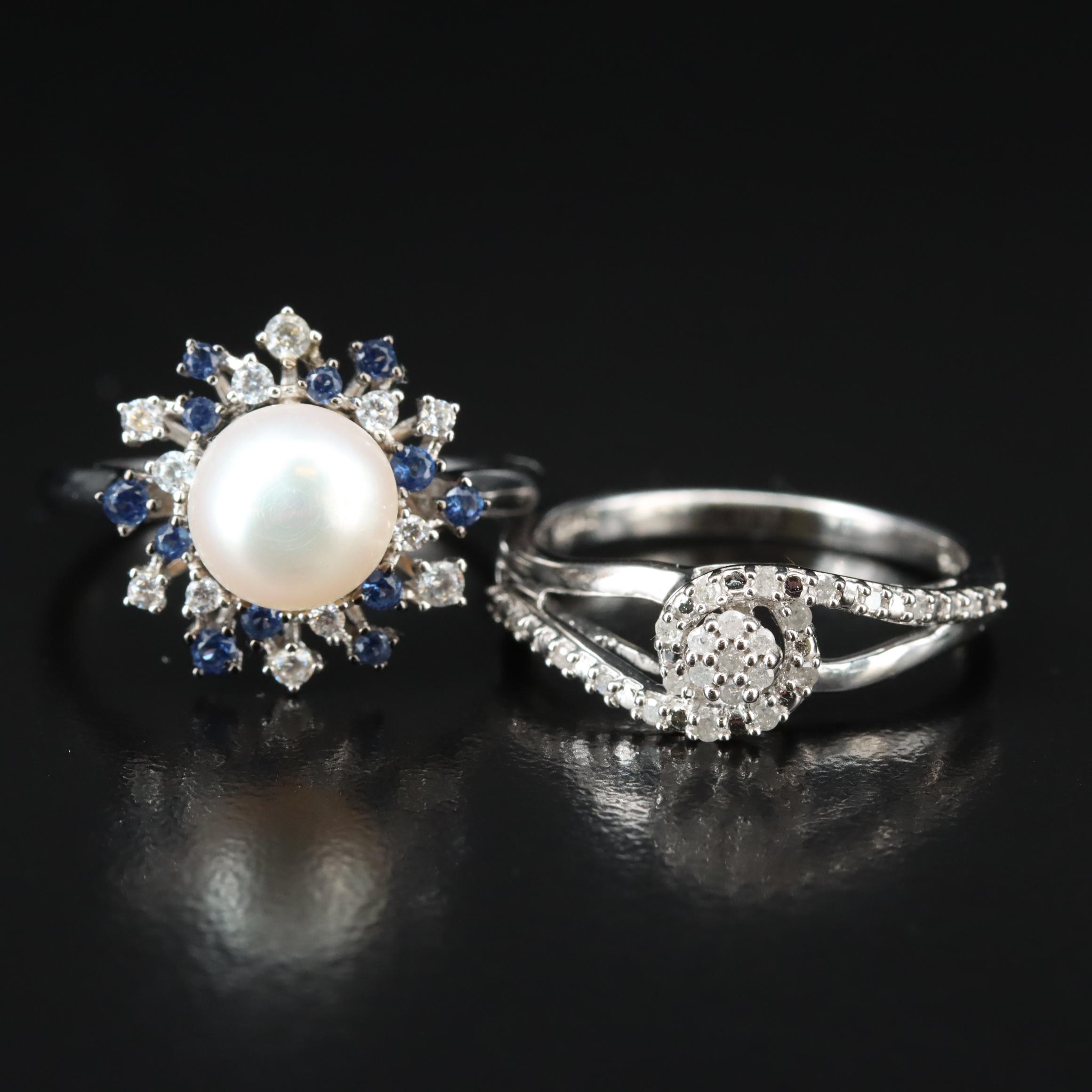 Sterling Diamond, Pearl and CZ Rings