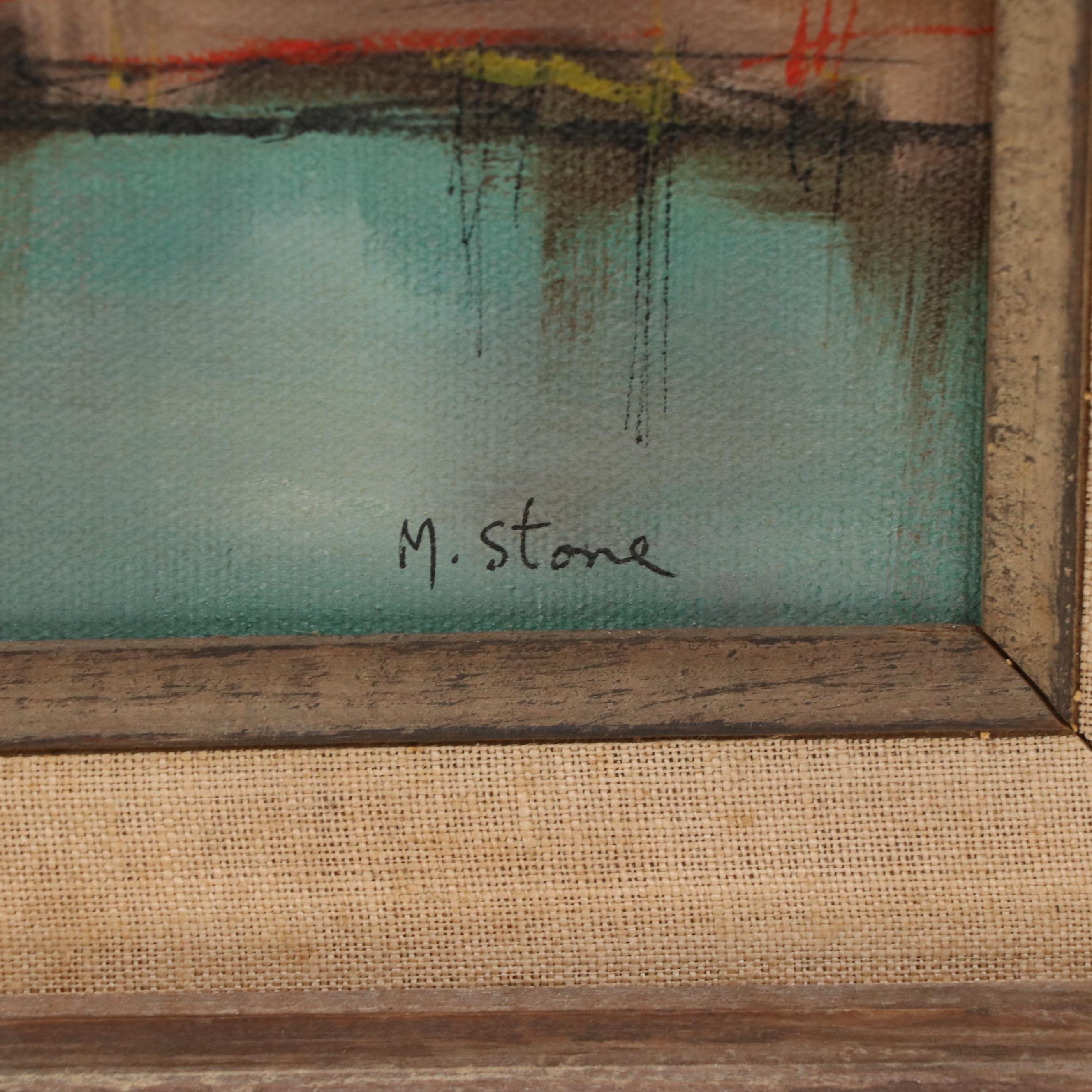 Oil Painting of Cottages on Lake