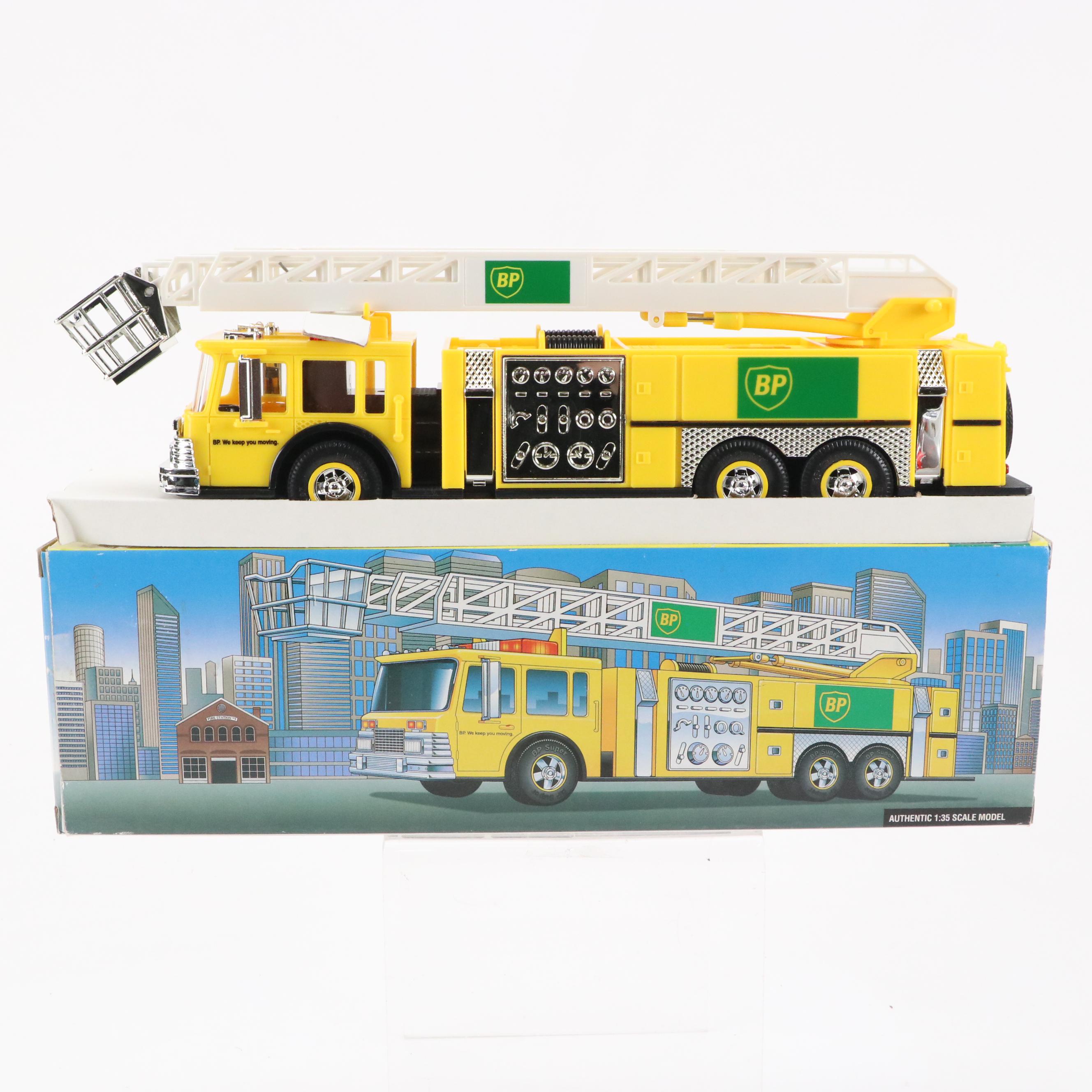 Amoco Toy Tanker Truck with Toy Fire Truck, Softball Glove and Baseballs