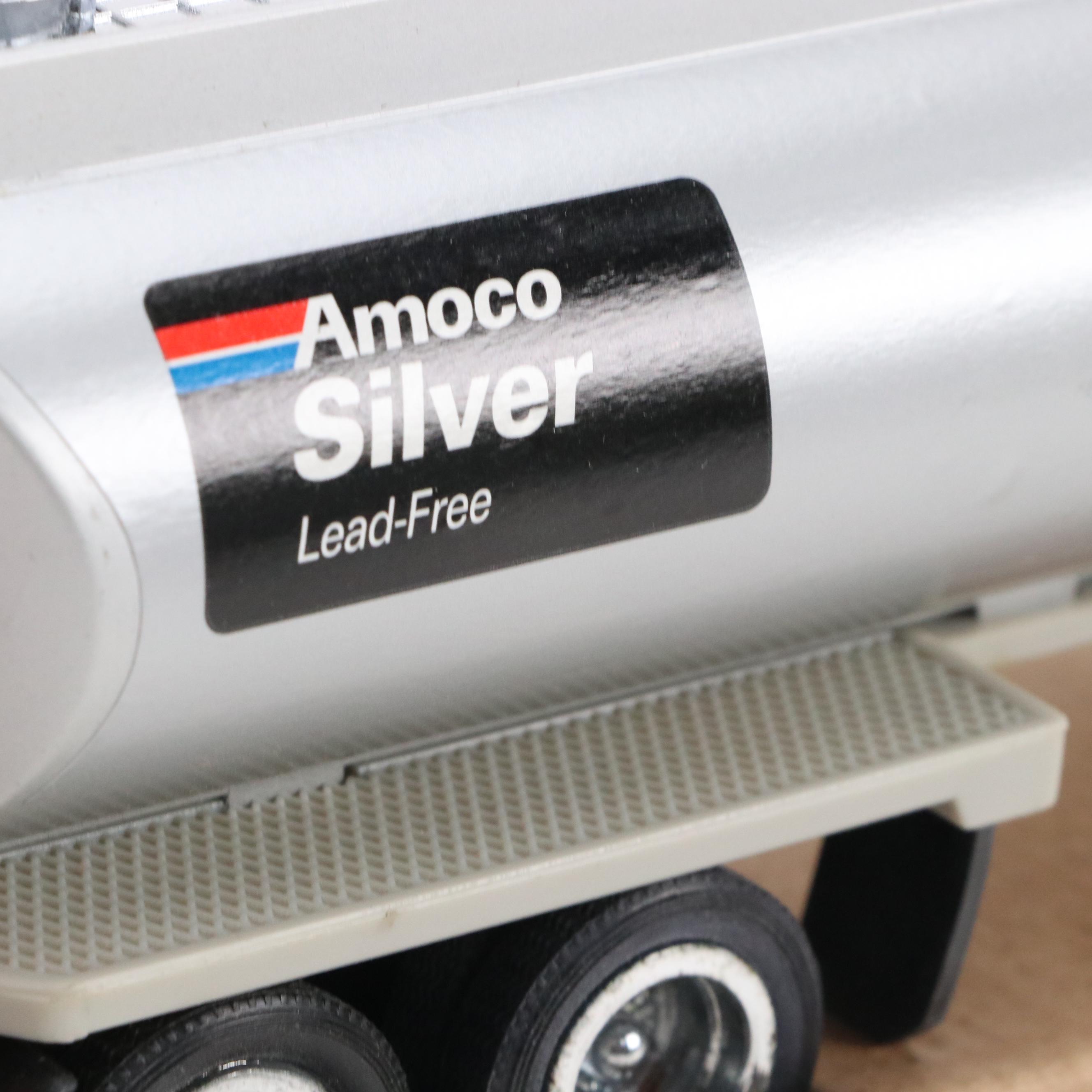 Amoco Toy Tanker Truck with Toy Fire Truck, Softball Glove and Baseballs