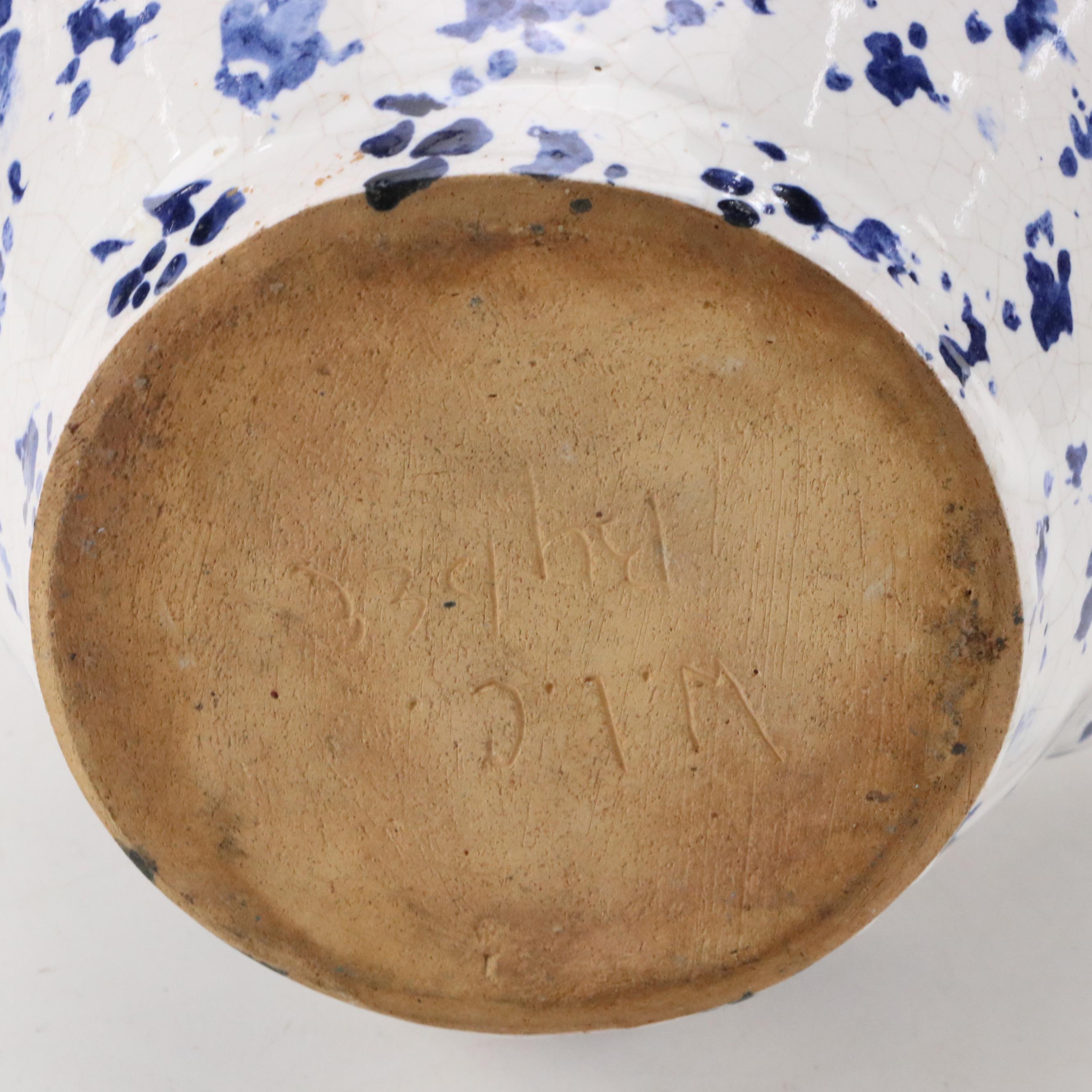 Bybee Pottery Blue and White Spongeware Pitcher and Washbasin