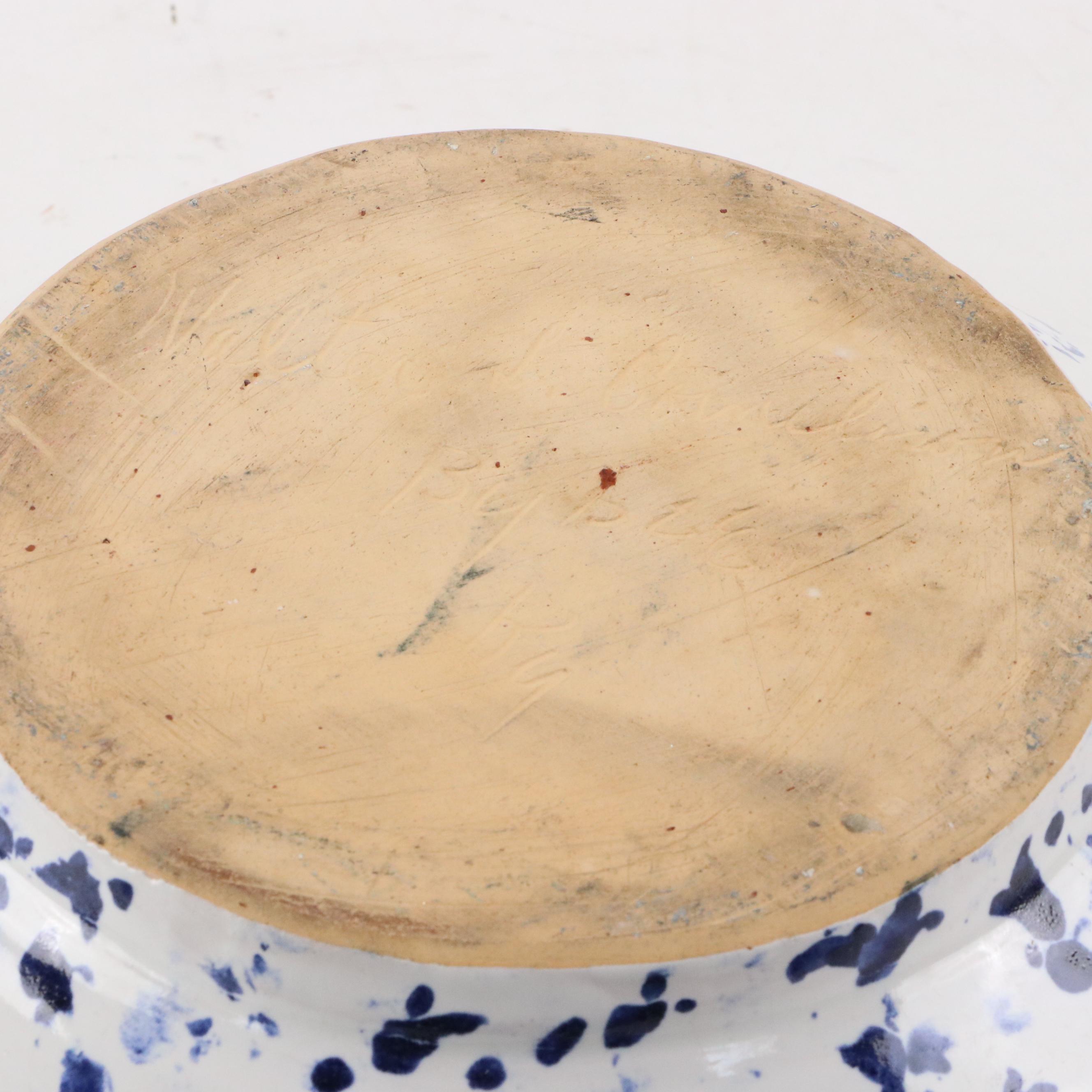 Bybee Pottery Blue and White Spongeware Pitcher and Washbasin