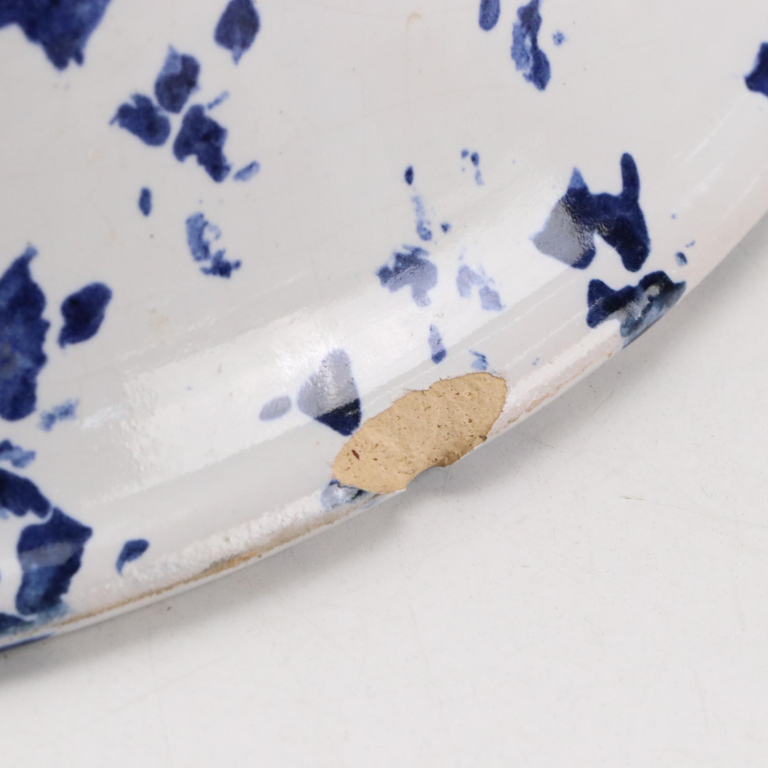 Bybee Pottery Blue and White Spongeware Pitcher and Washbasin