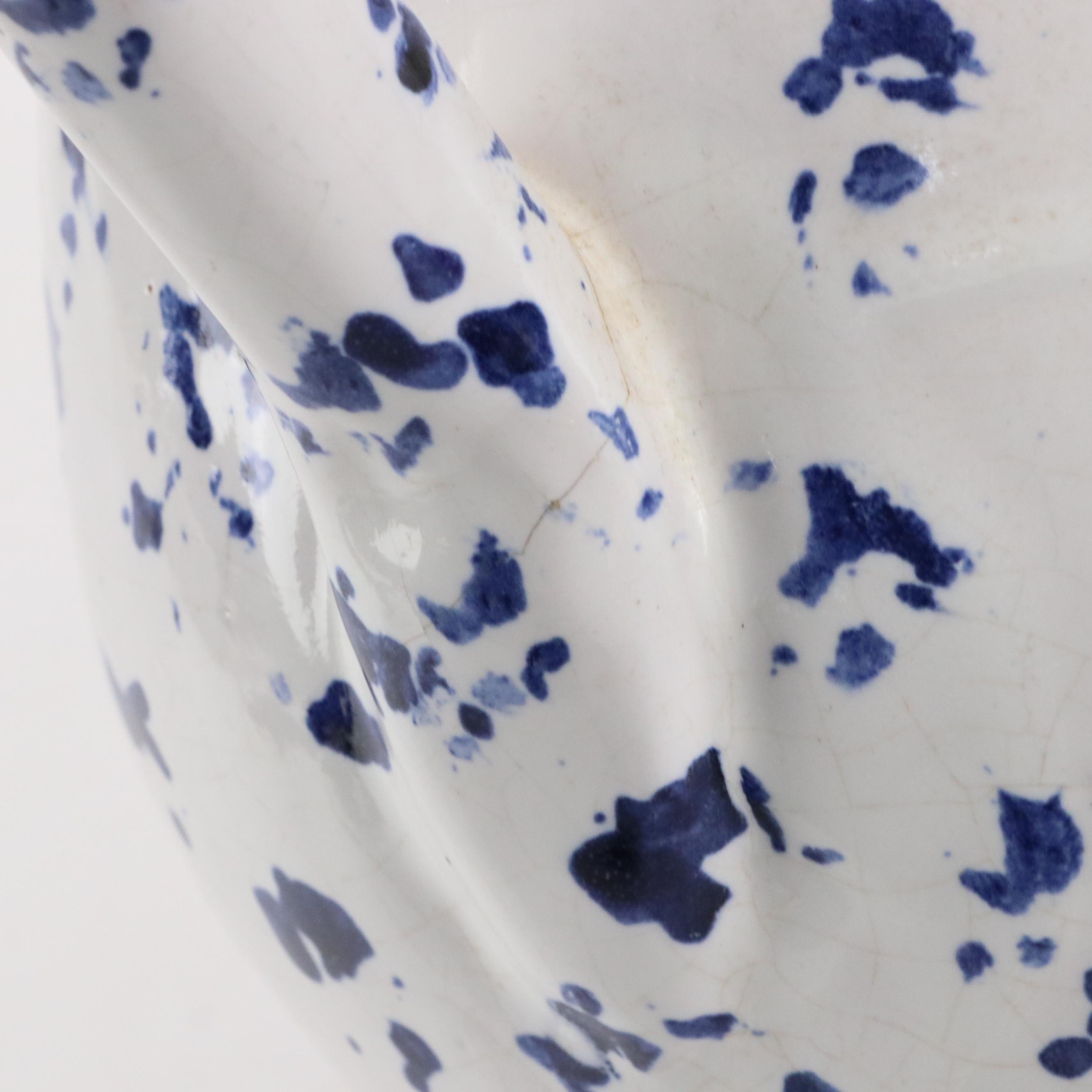 Bybee Pottery Blue and White Spongeware Pitcher and Washbasin