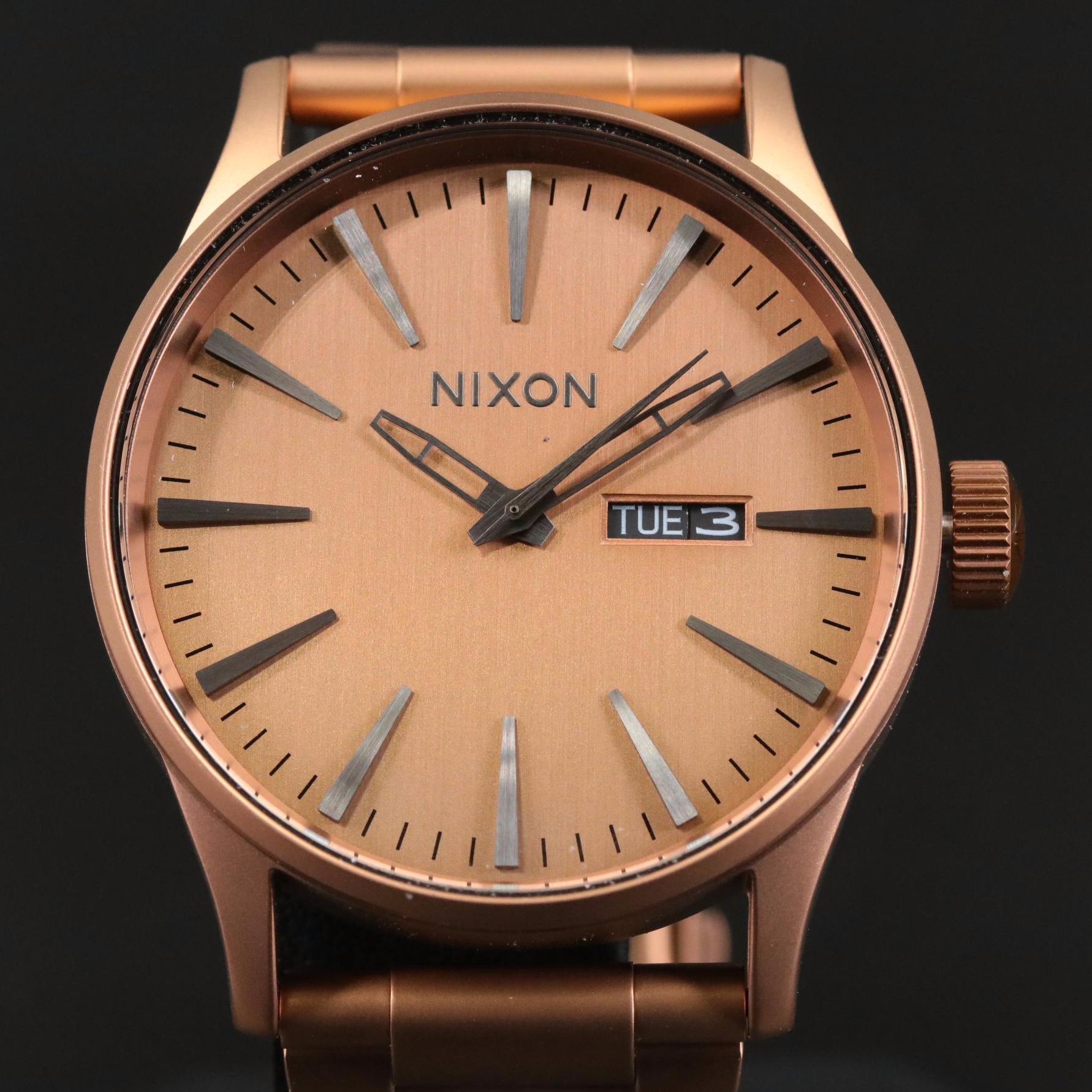 Nixon Sentry SS Matte Copper and Gunmetal Watch with Box
