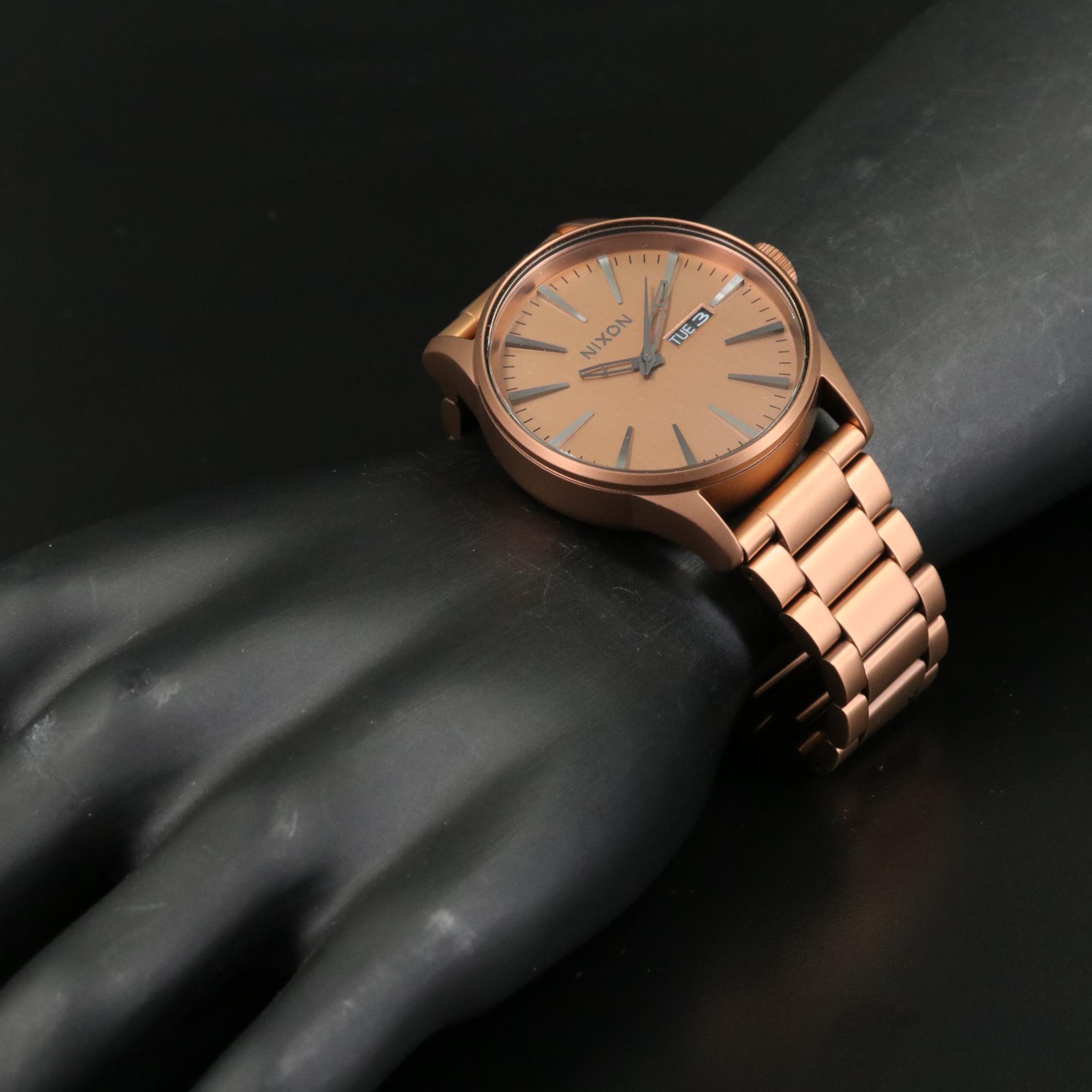 Nixon Sentry SS Matte Copper and Gunmetal Watch with Box