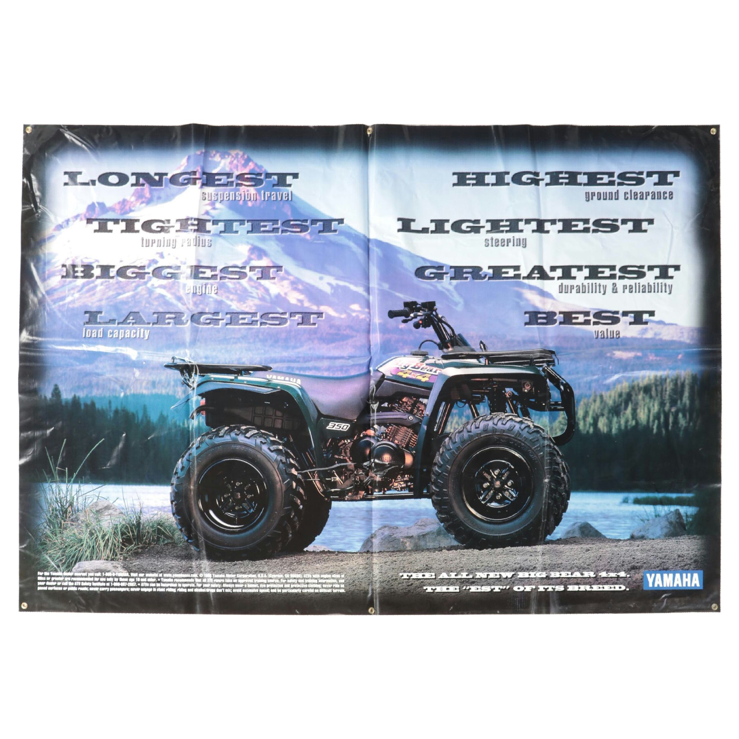 Yamaha Big Bear 350 4x4 ATV Vinyl Banner Advertisement, 1996