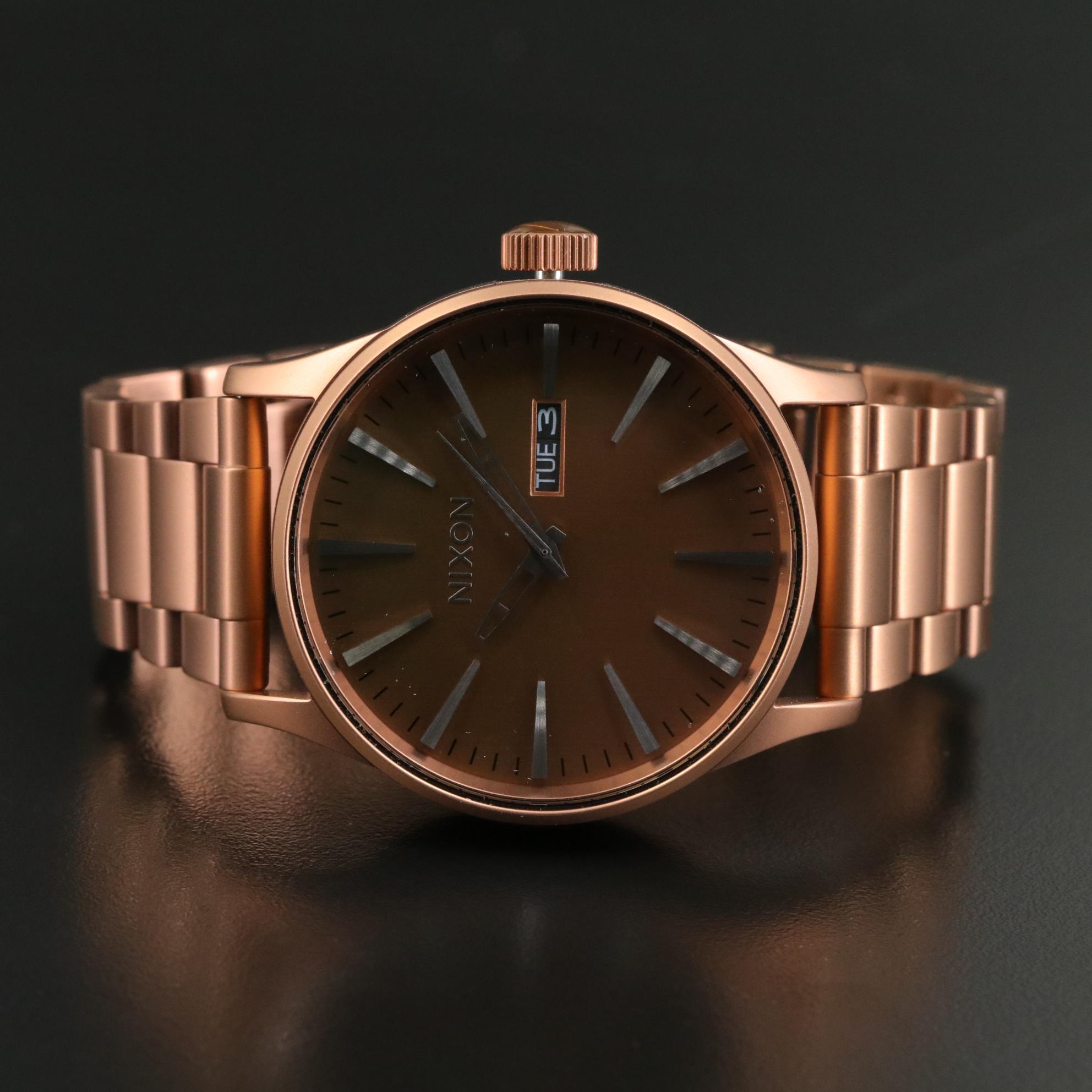 Nixon Sentry SS Matte Copper and Gunmetal Watch with Box