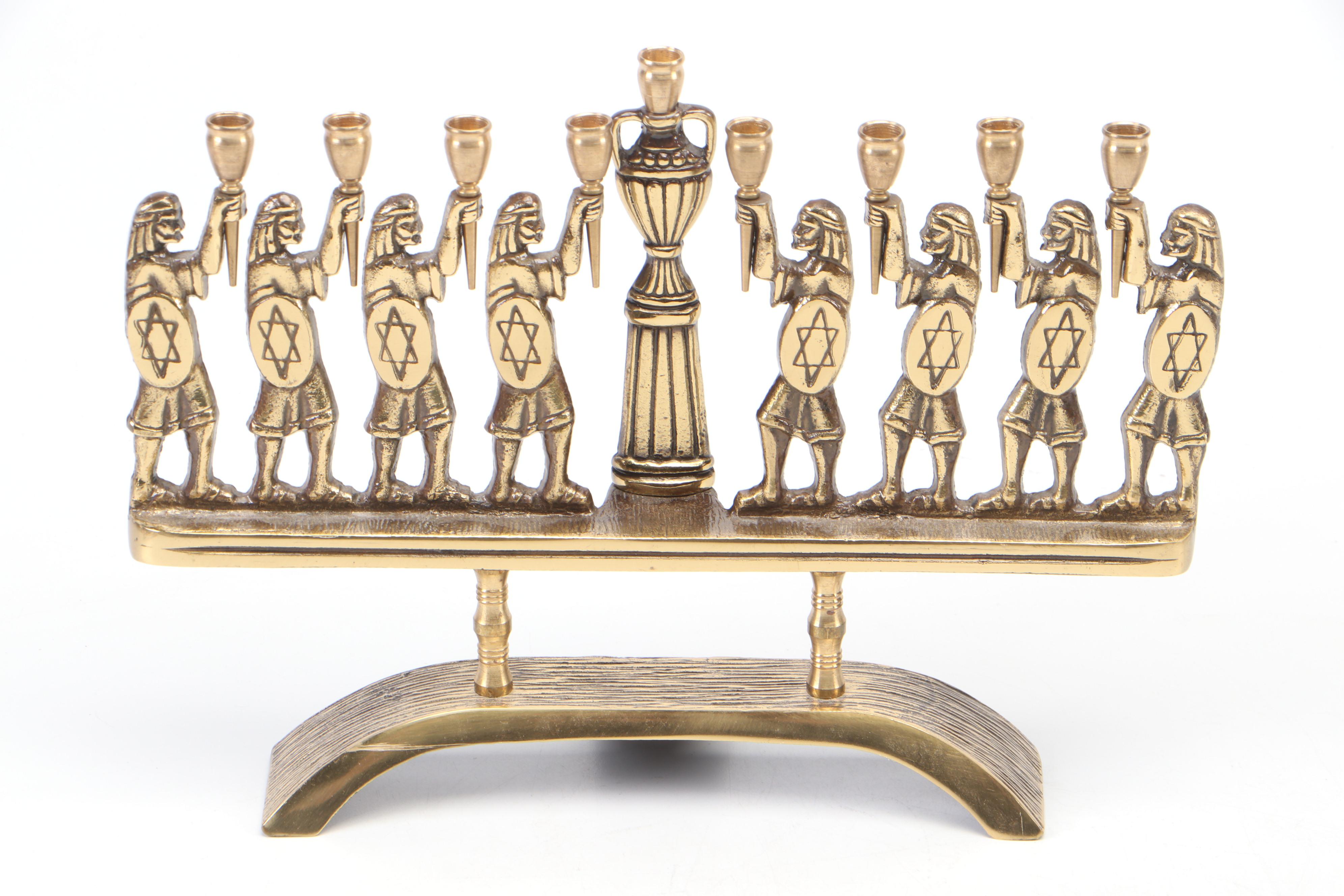 Eilon Mosaics Stone and Metal Menorah with Crystal Dreidel with More