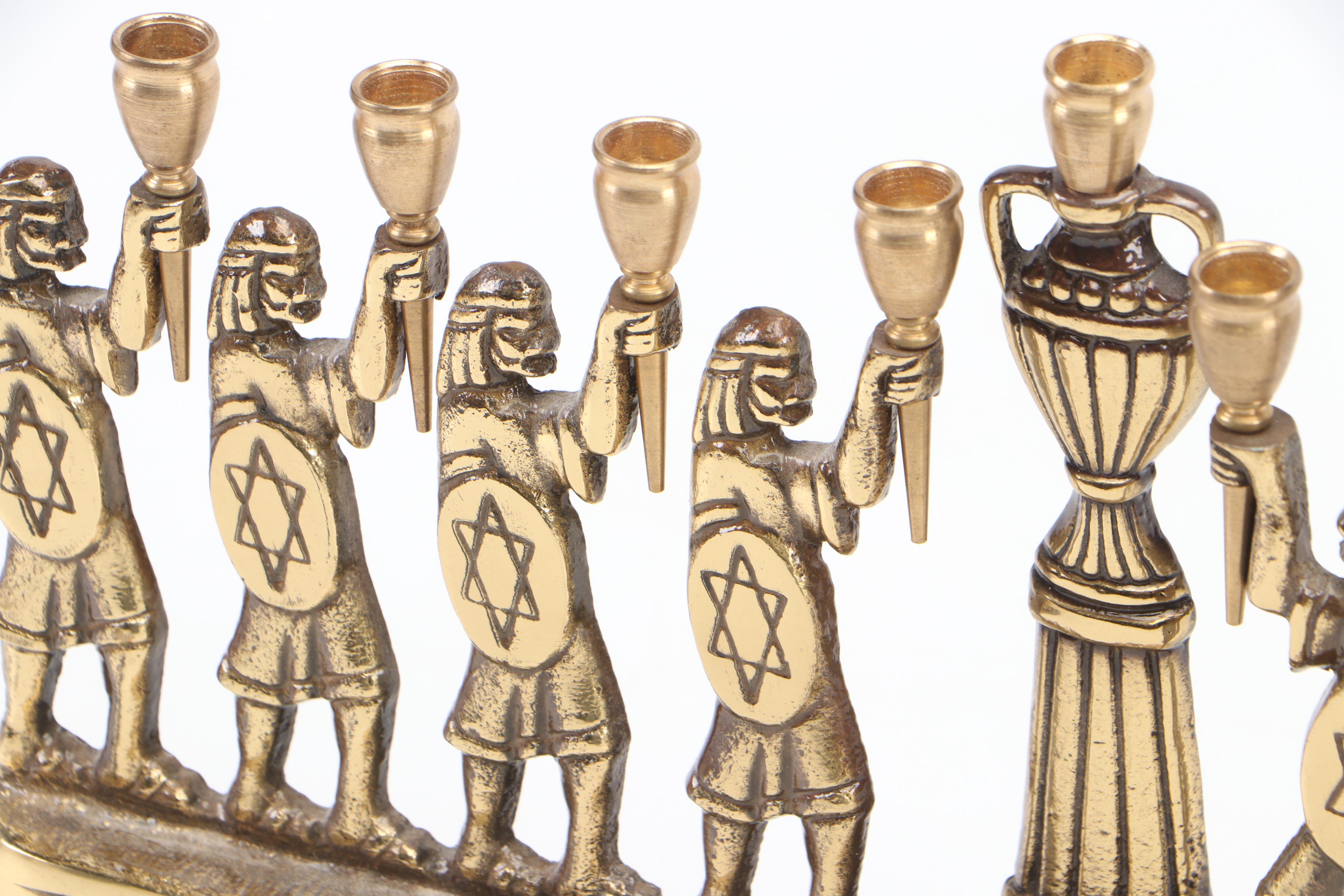 Eilon Mosaics Stone and Metal Menorah with Crystal Dreidel with More