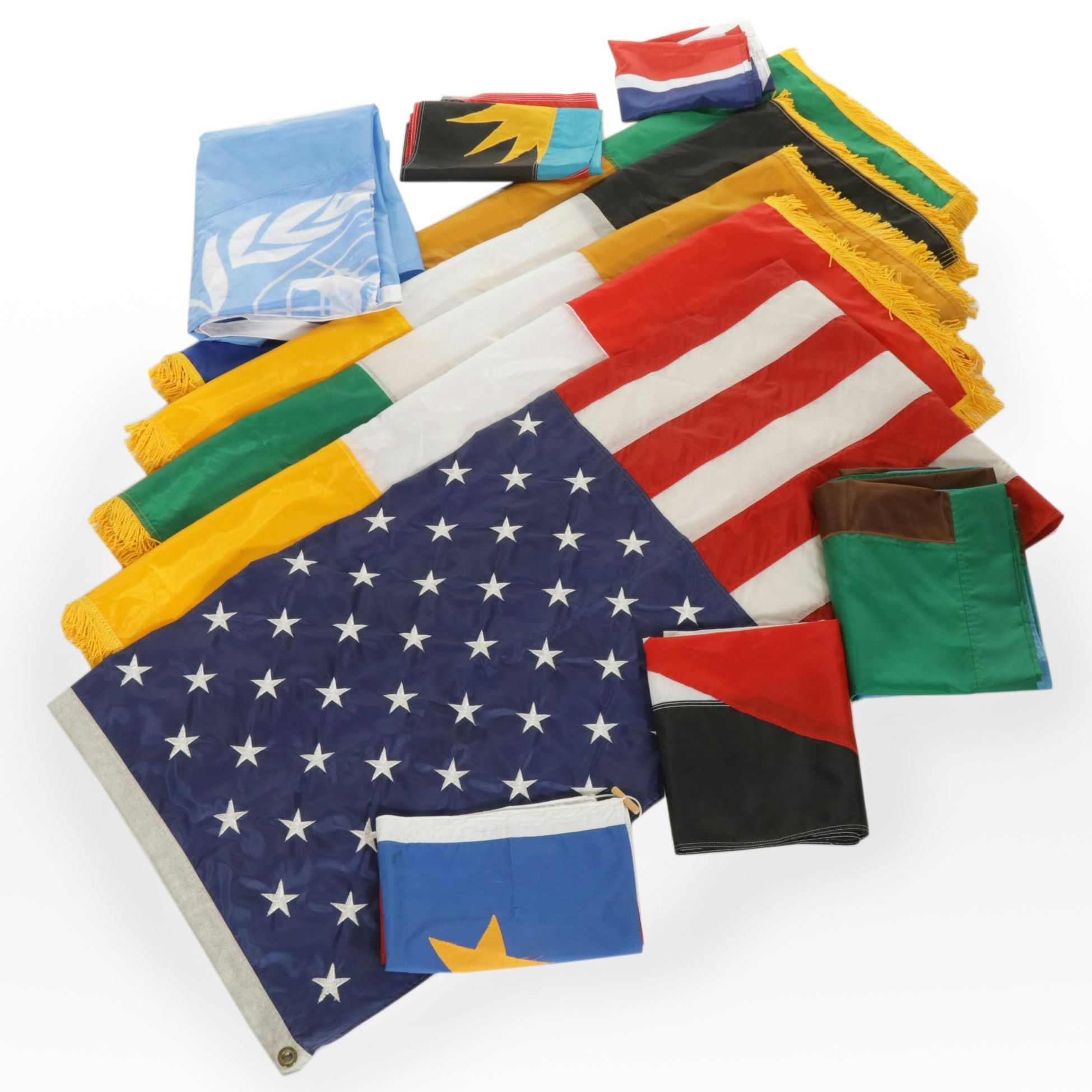Flag Collection with US, UK, United Nations, and Eight Others