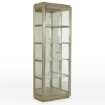 Marge Carson Tall Illuminated Display Cabinet in Burnished Champagne Finish