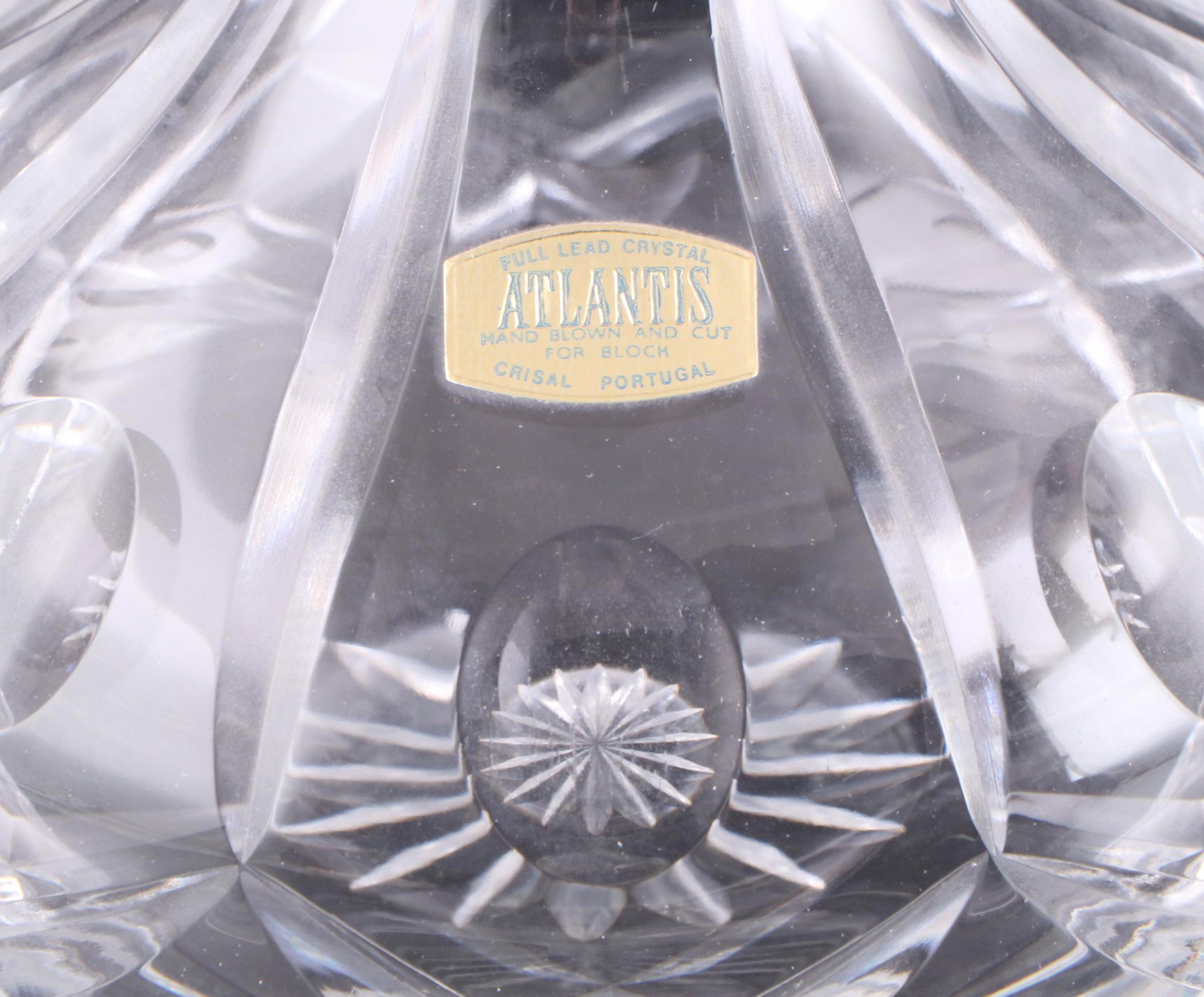Atlantis Decanter with Other Crystal Stemware and Silver Plate Footed Tray
