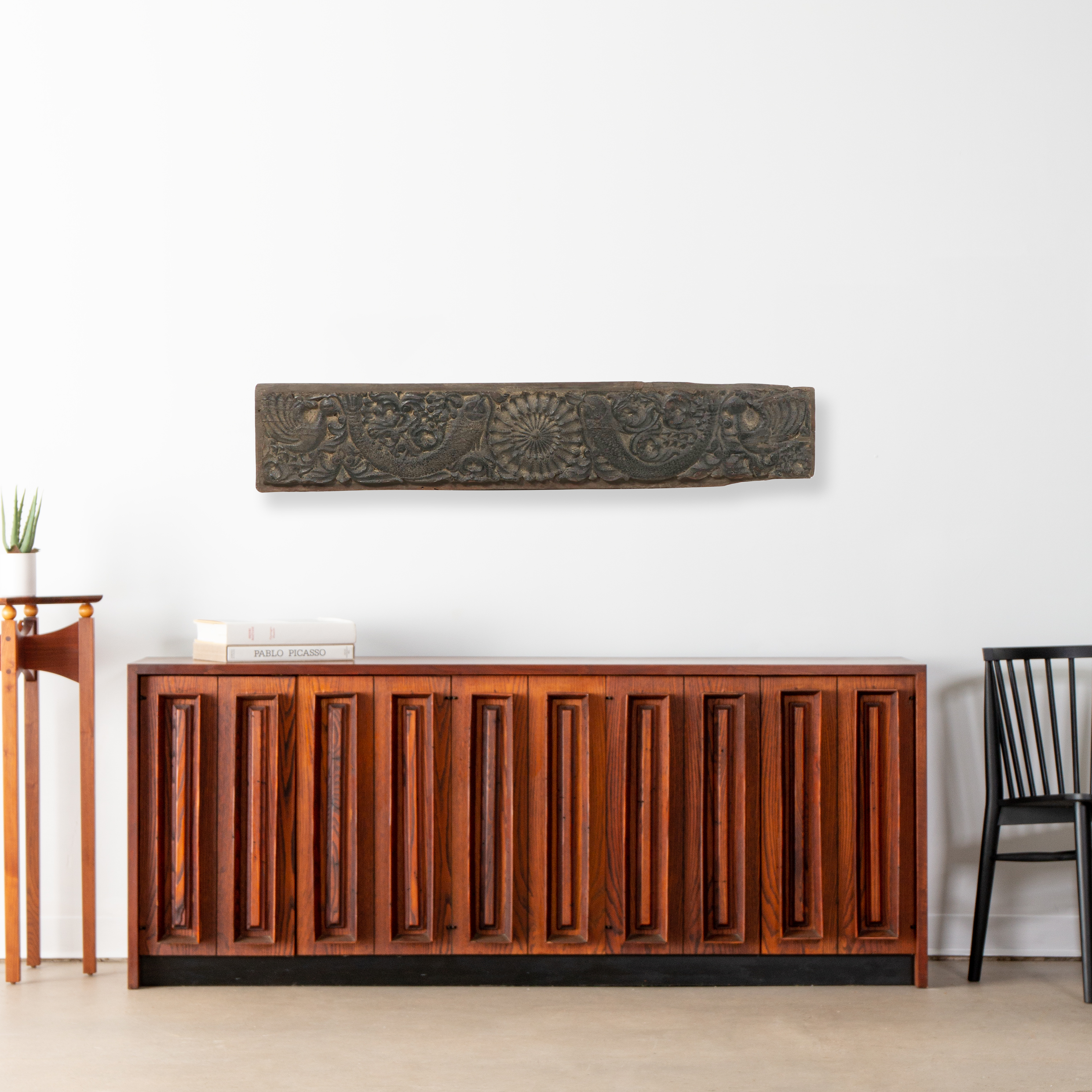 Indian Hand-Carved Wood Door Lintel