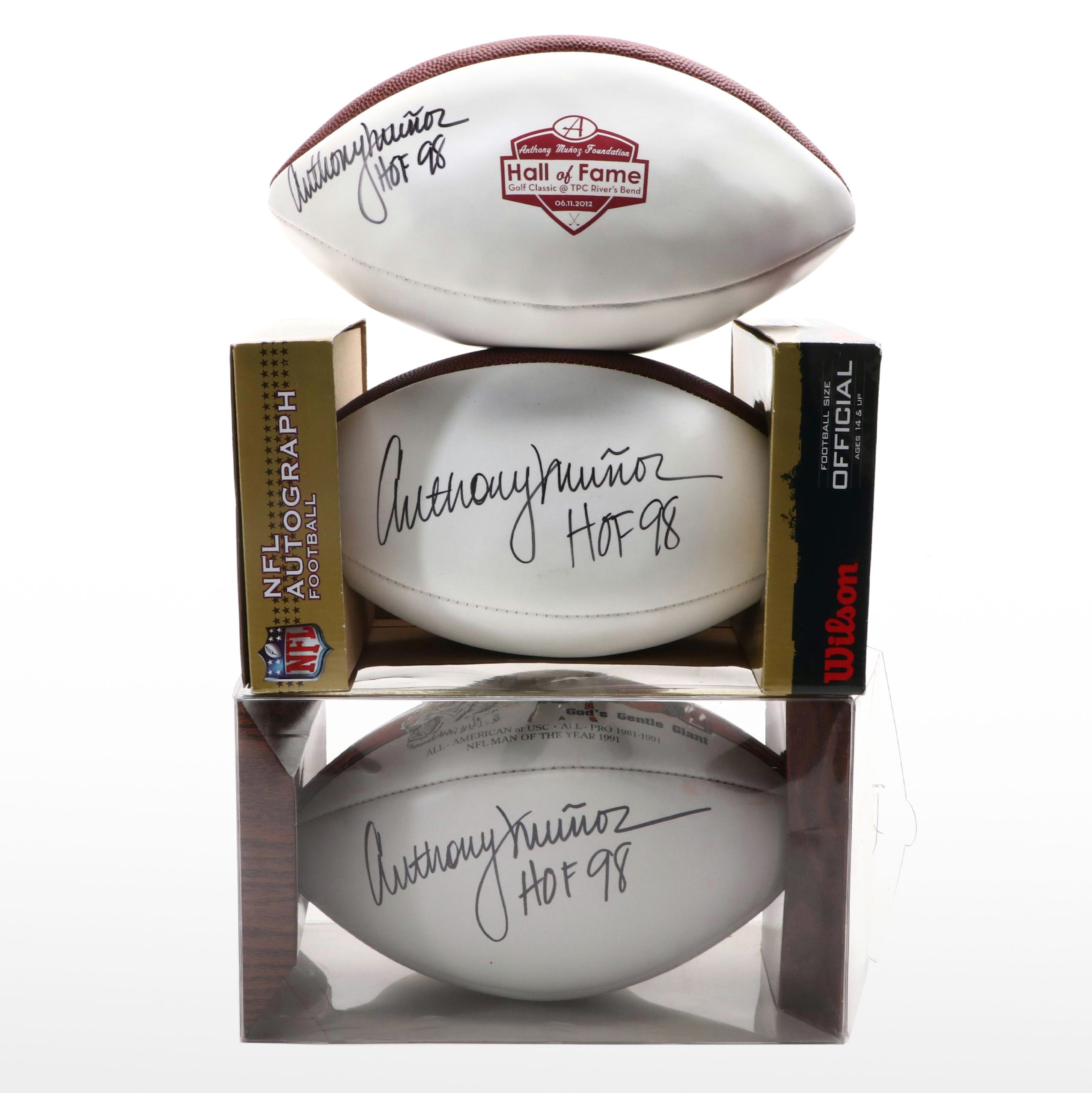 Anthony Muñoz Signed Cincinnati Bengals and Wilson Footballs