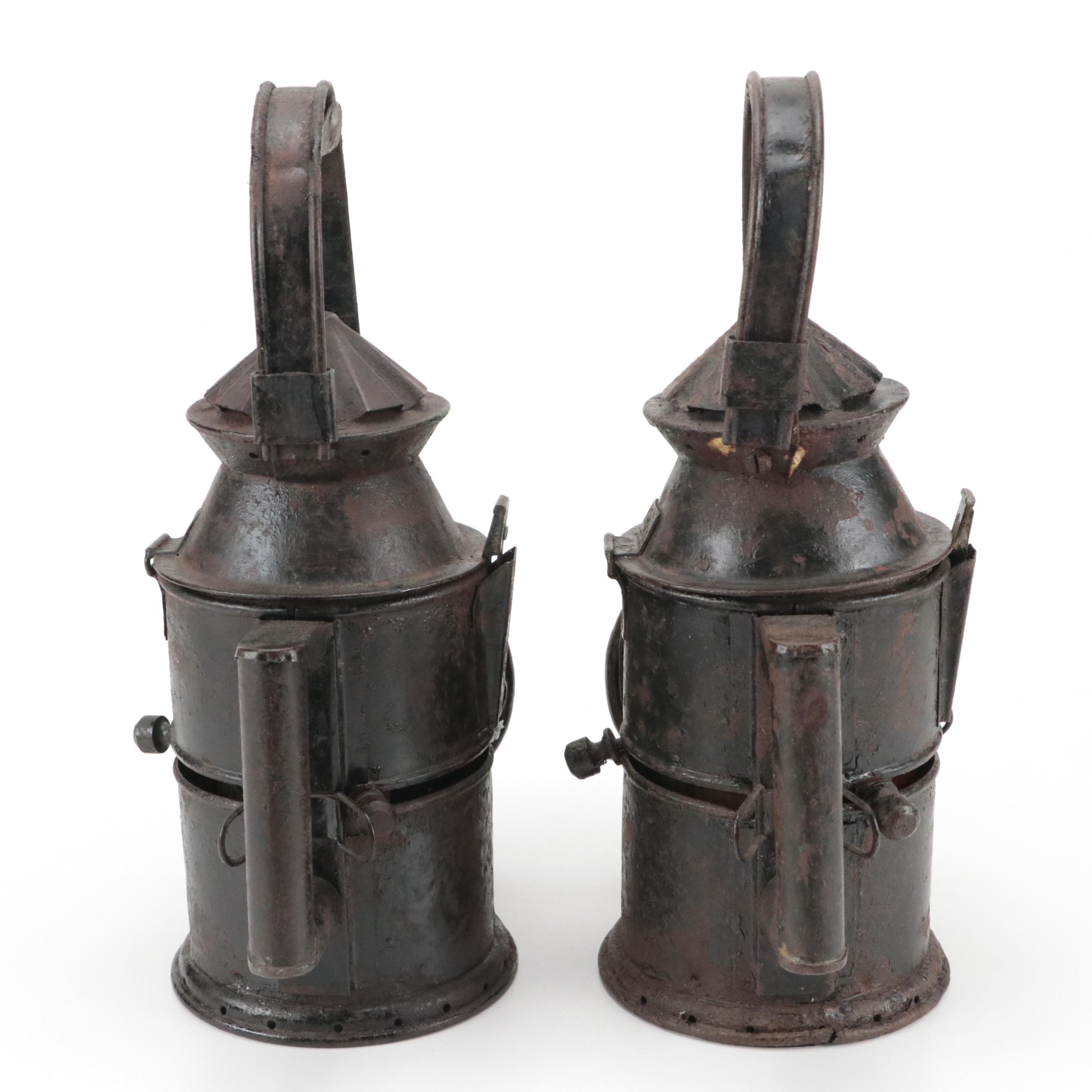 Red and Green Glass Filtered Railroad Signal Lanterns