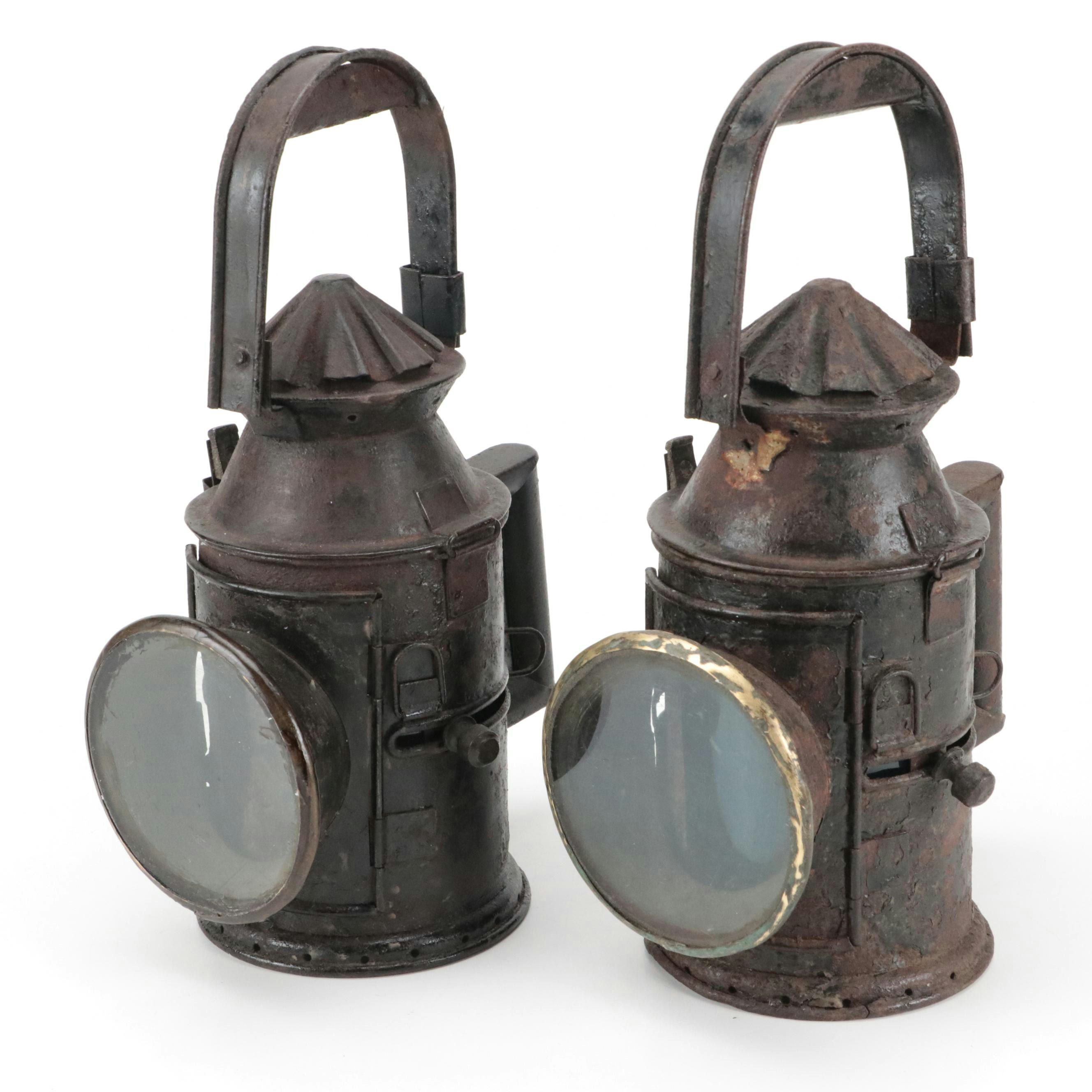 Red and Green Glass Filtered Railroad Signal Lanterns