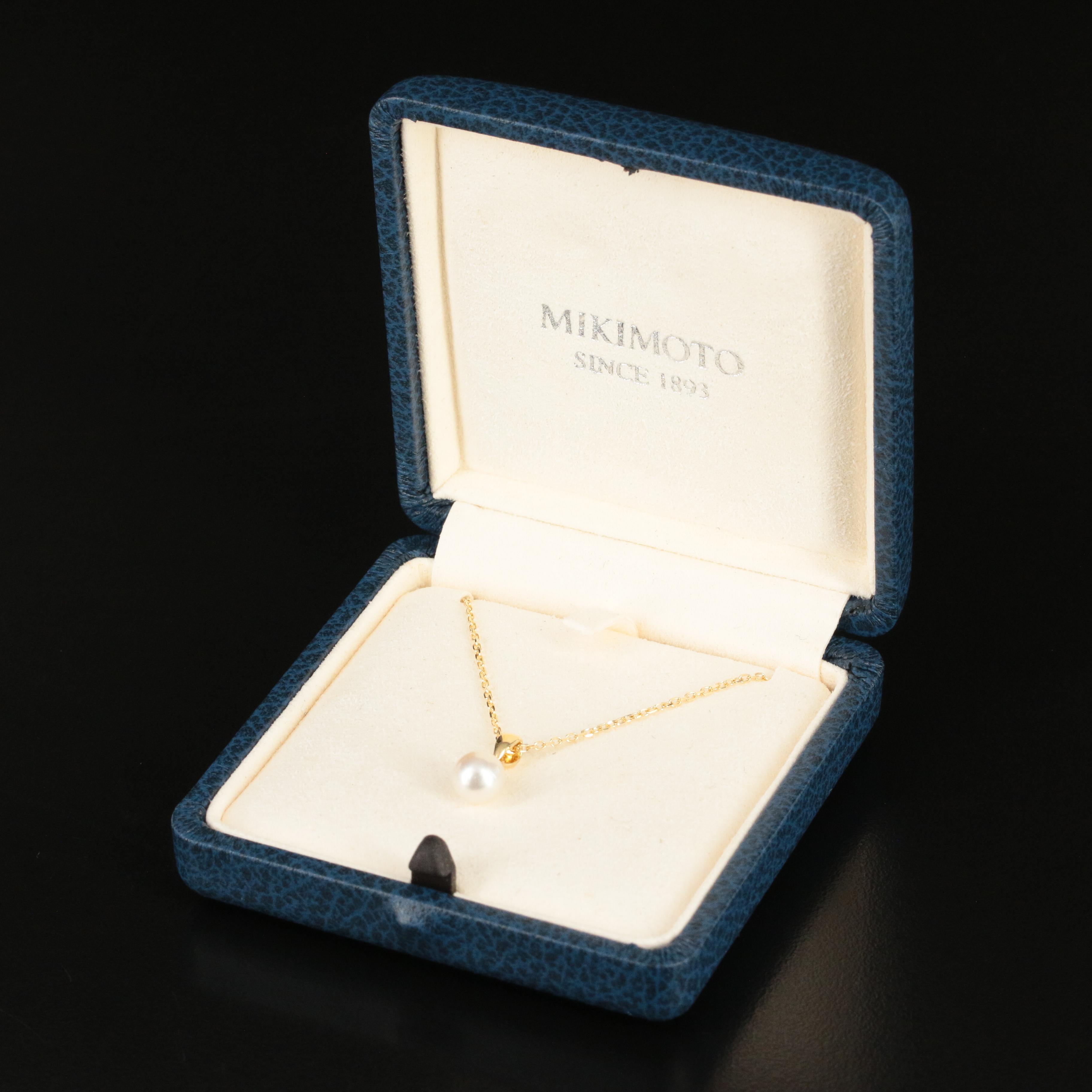 Mikimoto 18K Pearl Solitaire Pendant Necklace