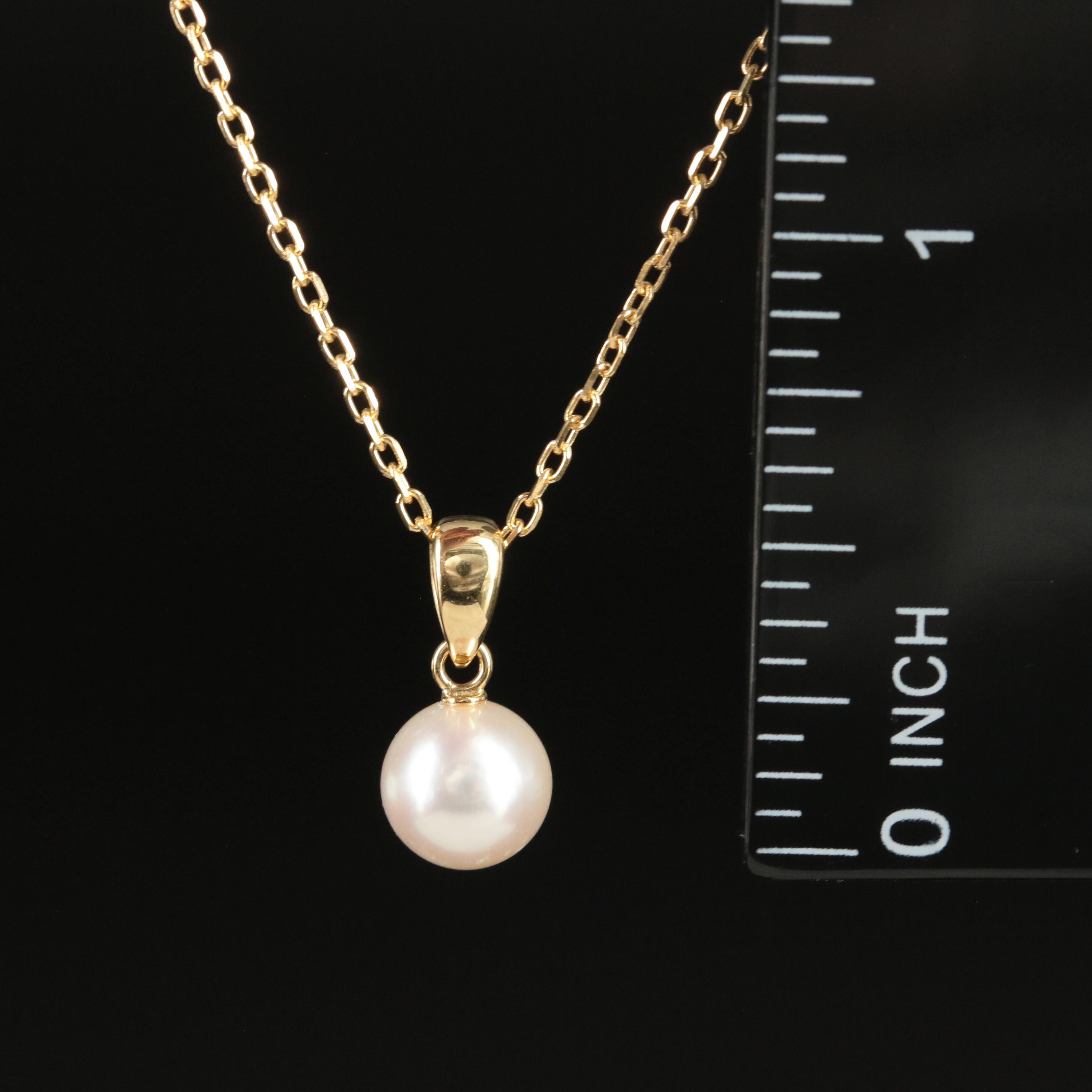 Mikimoto 18K Pearl Solitaire Pendant Necklace